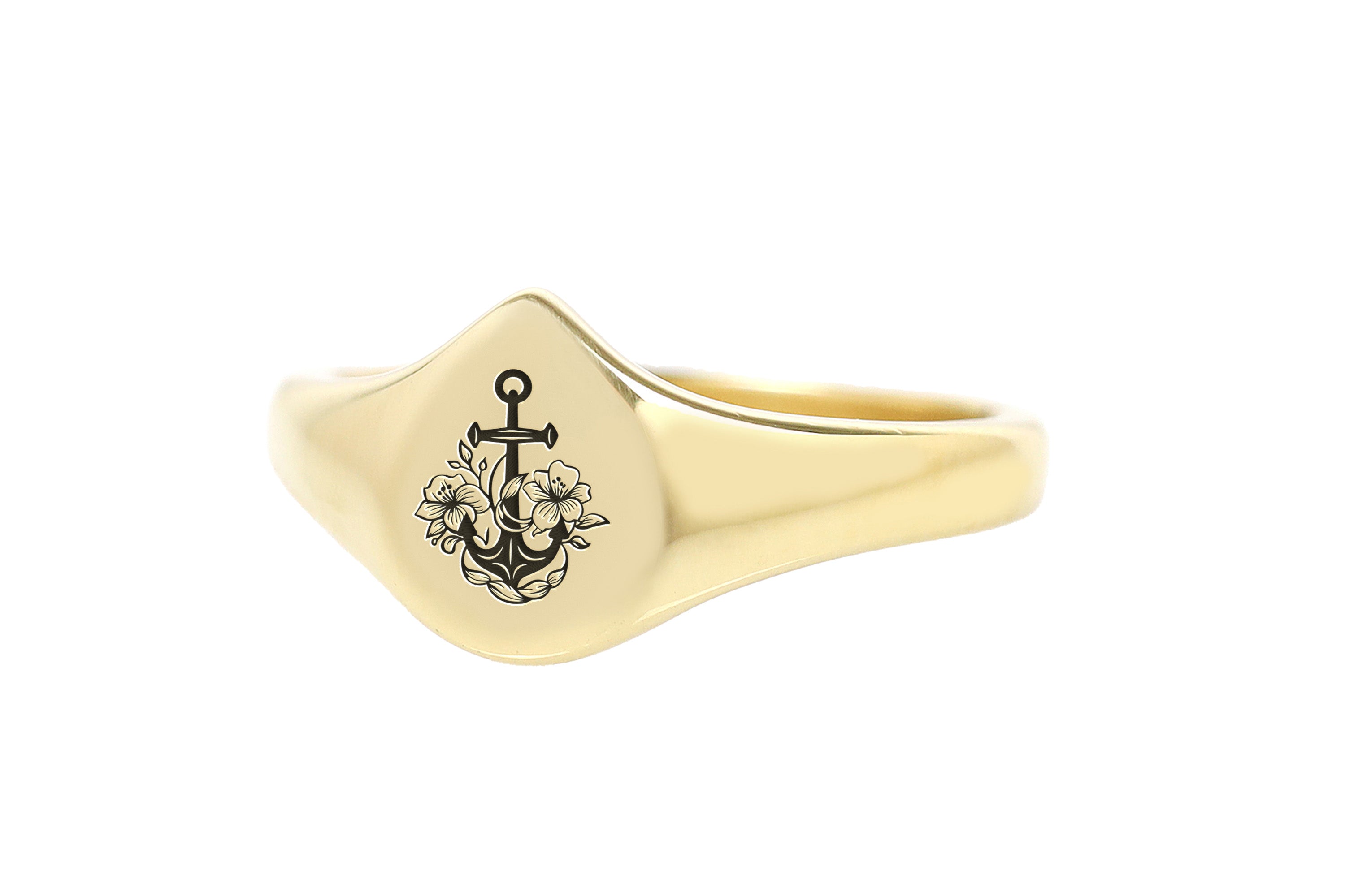 Gold Anchor Signet Ring