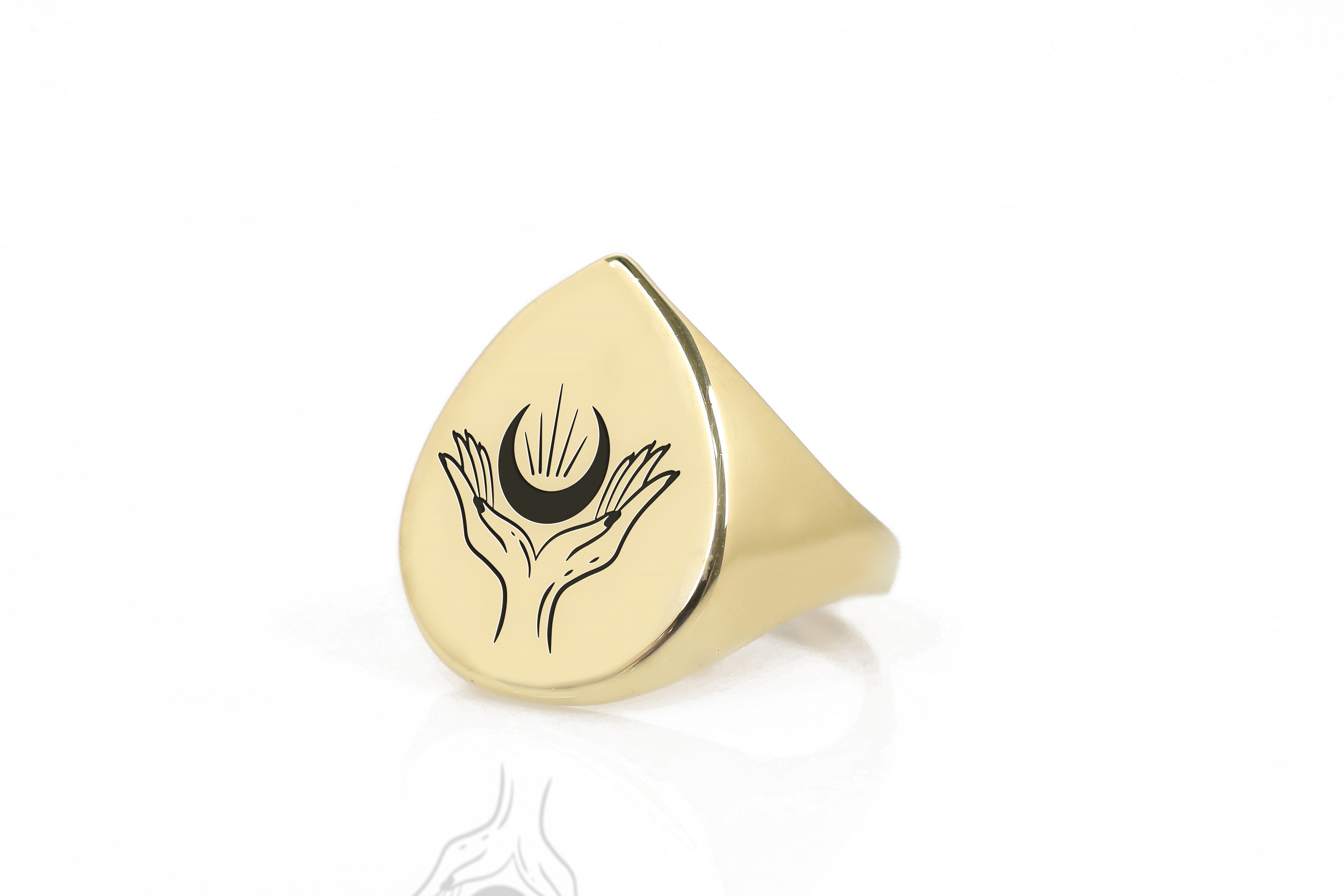 Gothic Moon Engraved Ring