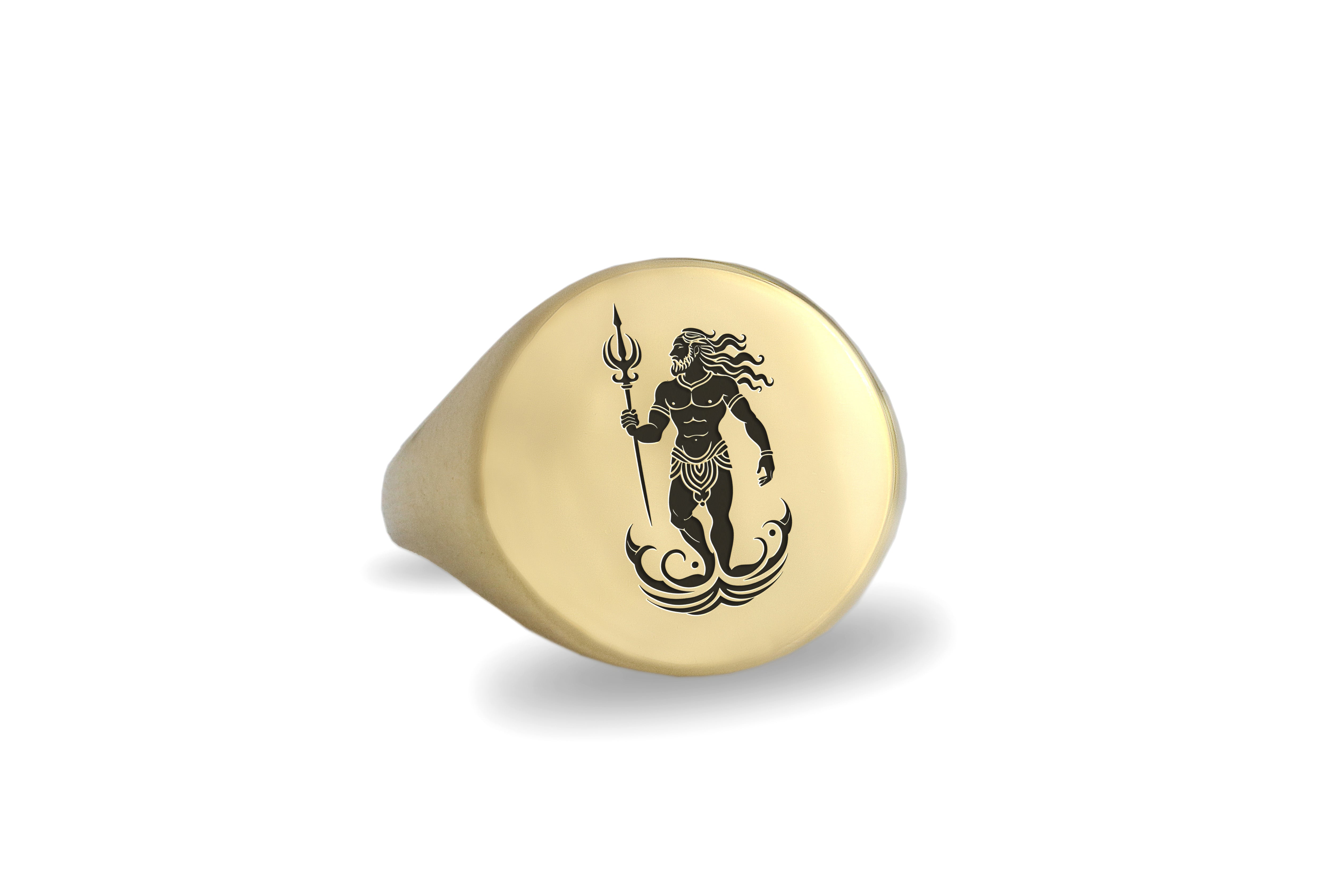 Engraved Poseidon Signet Ring