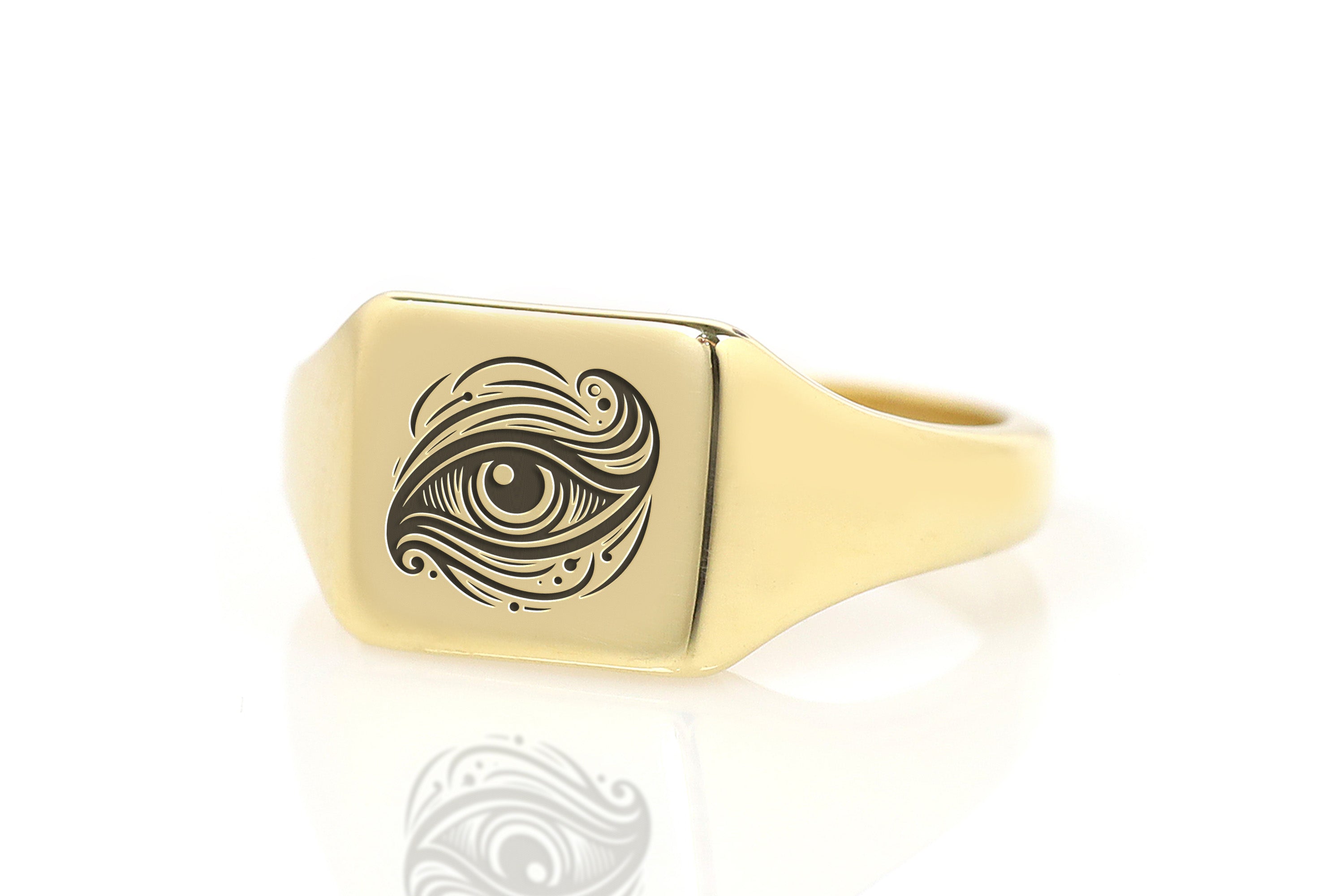 Engraved Evil Eye Signet Ring