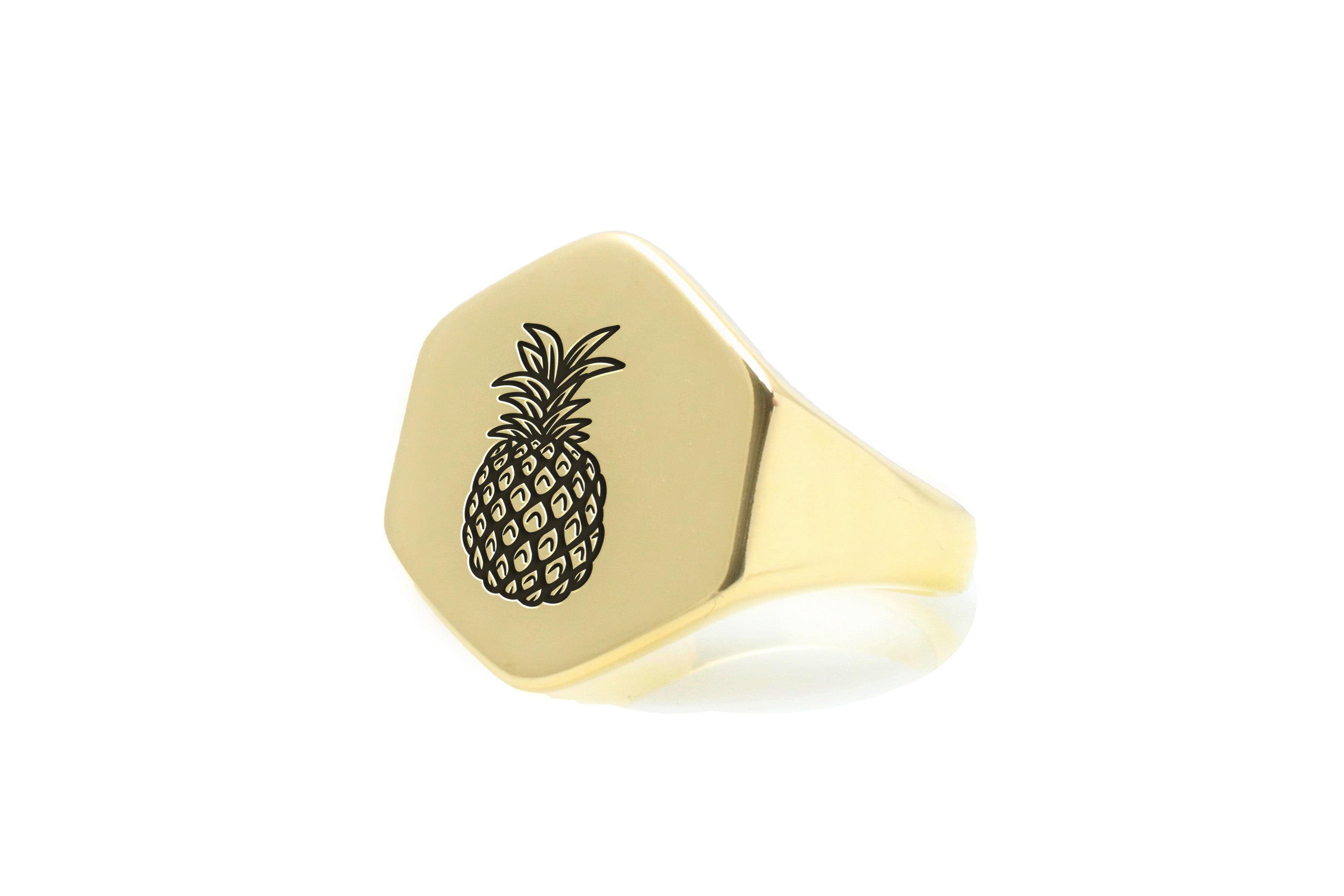 14k Gold Pineapple Signet Ring