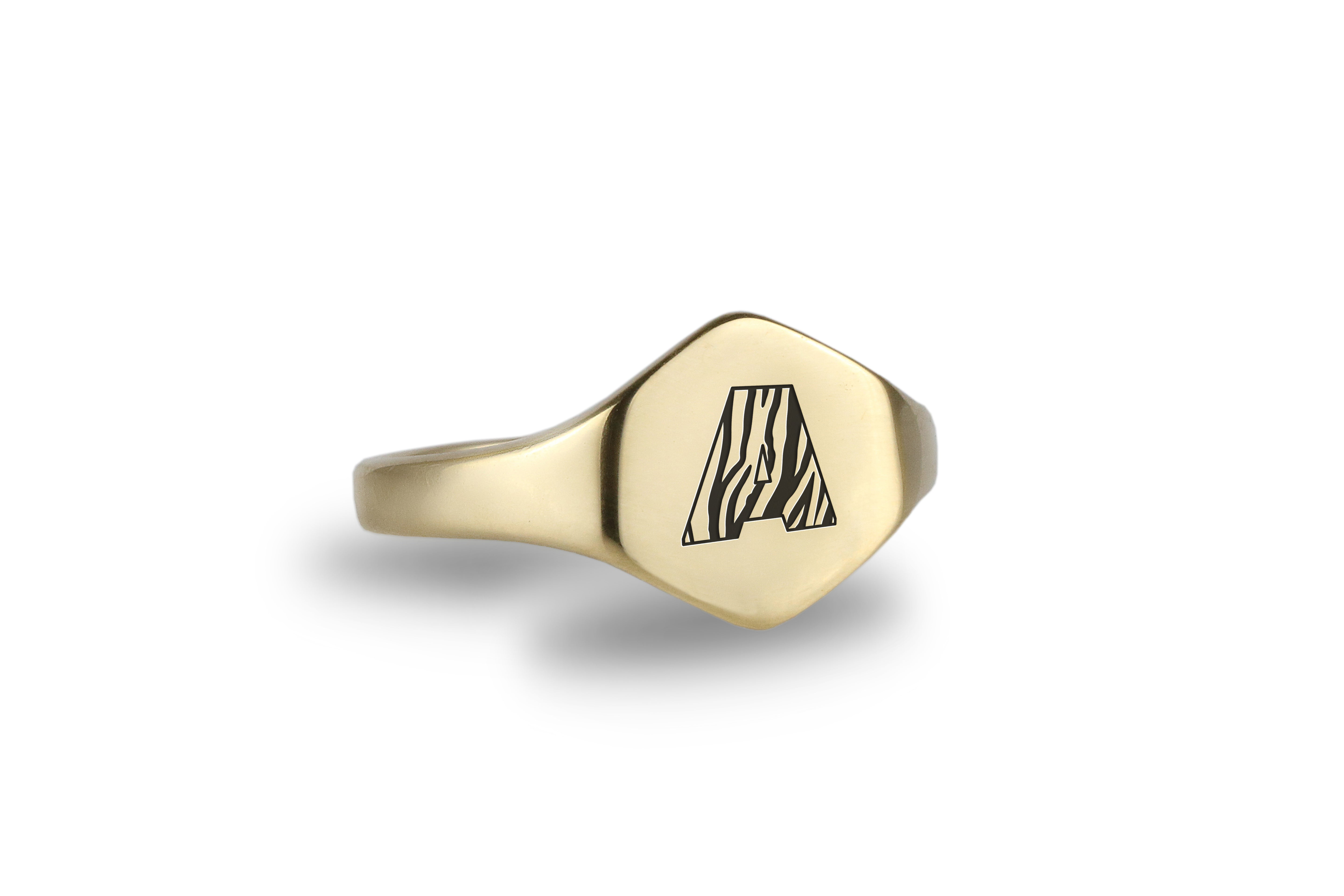 Tiger Pattern Letter Signet Ring