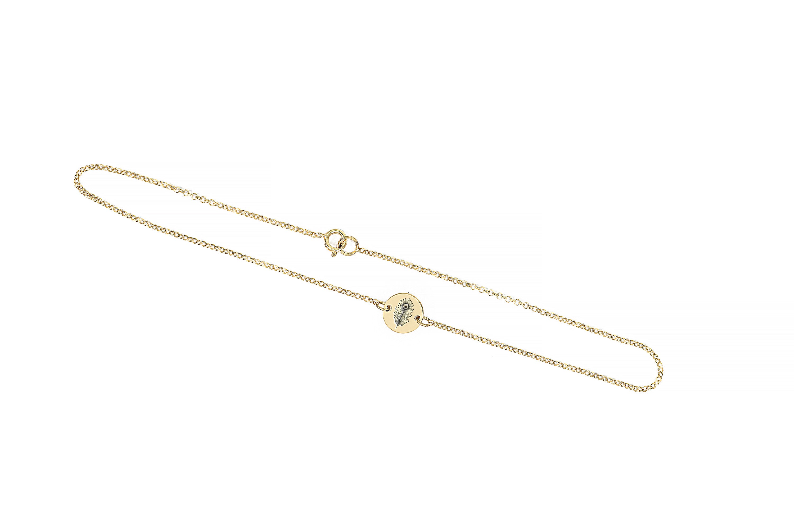 Peacock Feather Engraved Necklace