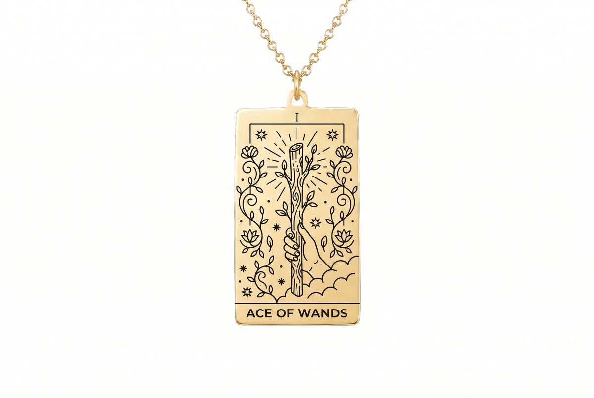 Ace of Wands Tarot Card Necklace