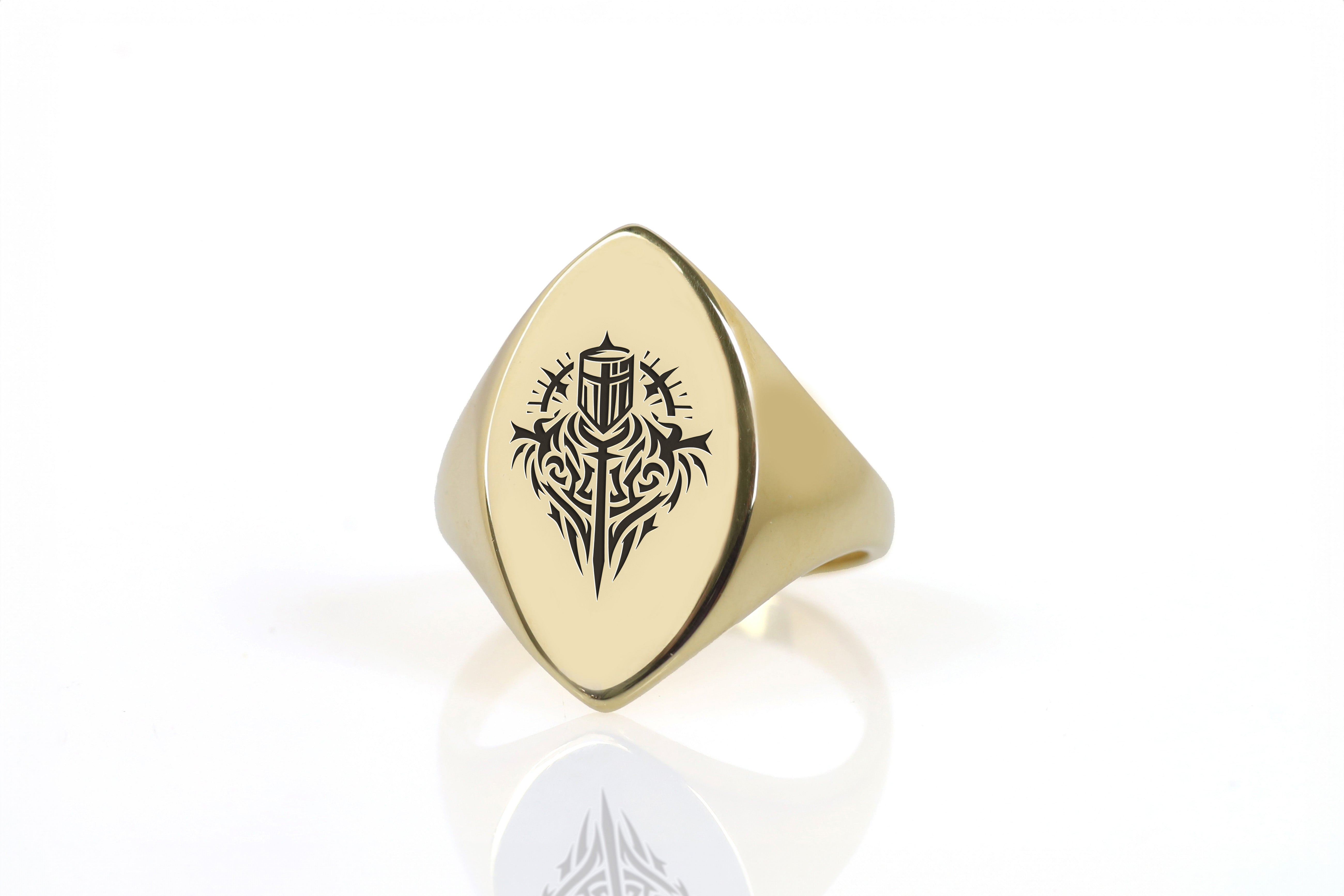 Custom Knight Gold Signet Ring