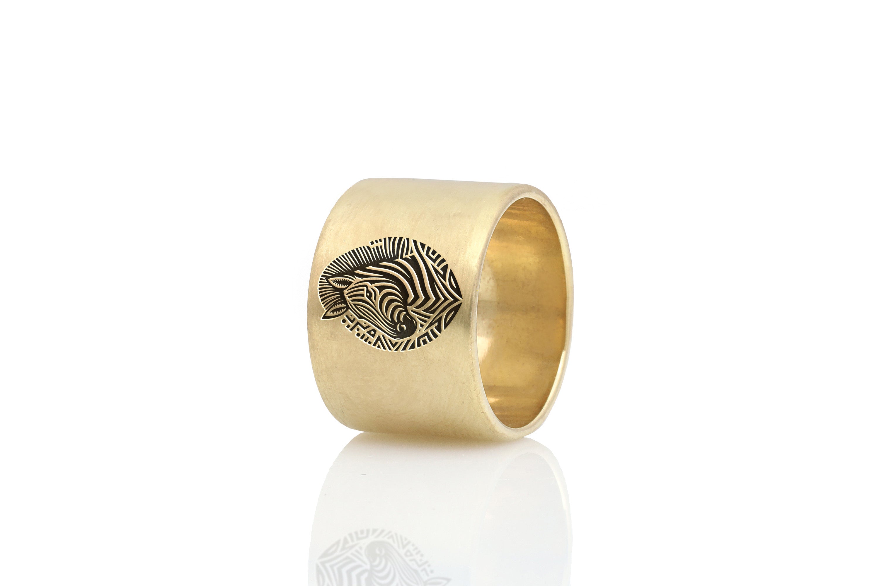 Wide Brushed Zebra Ring