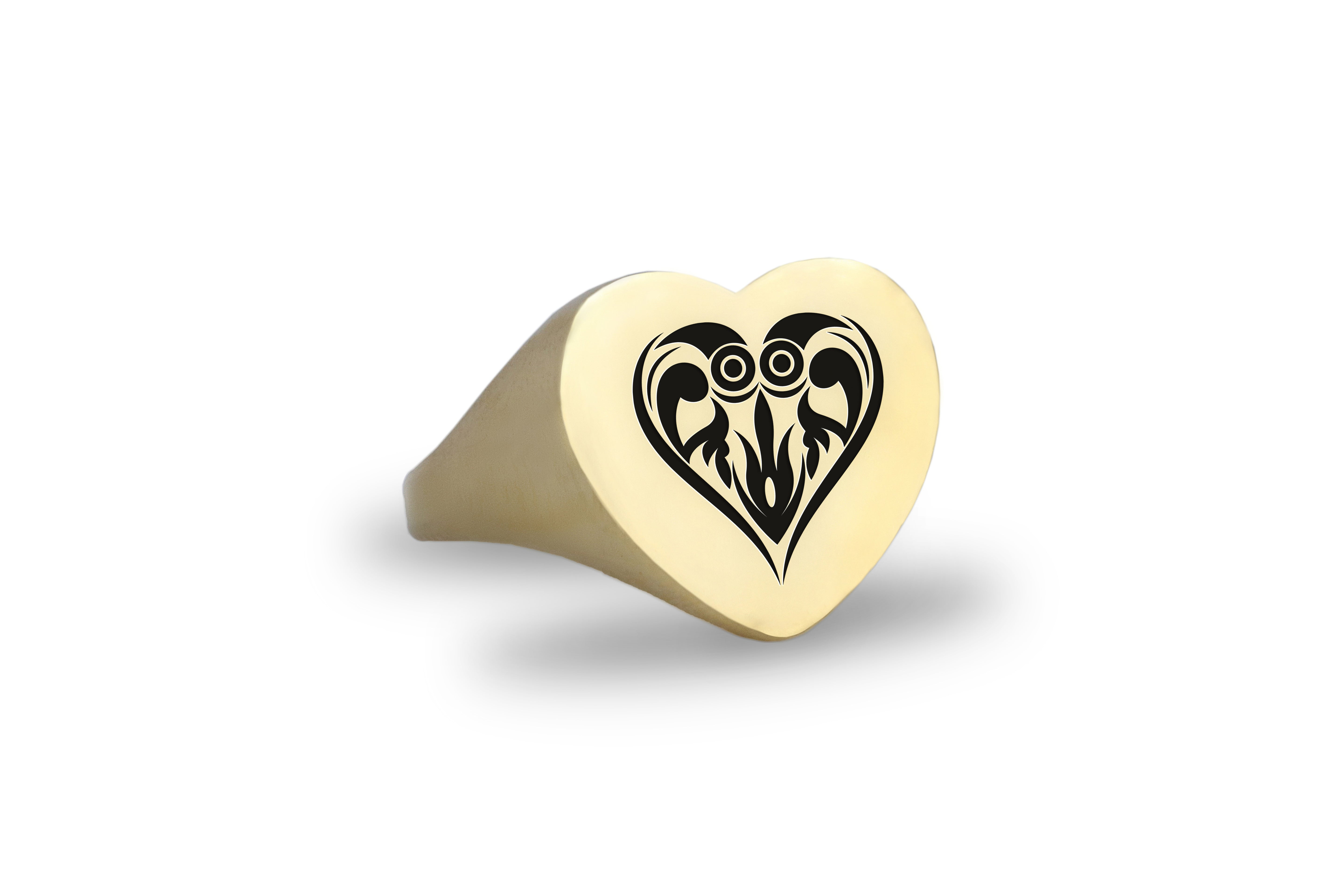 14k Gold Poker Heart Signet Ring