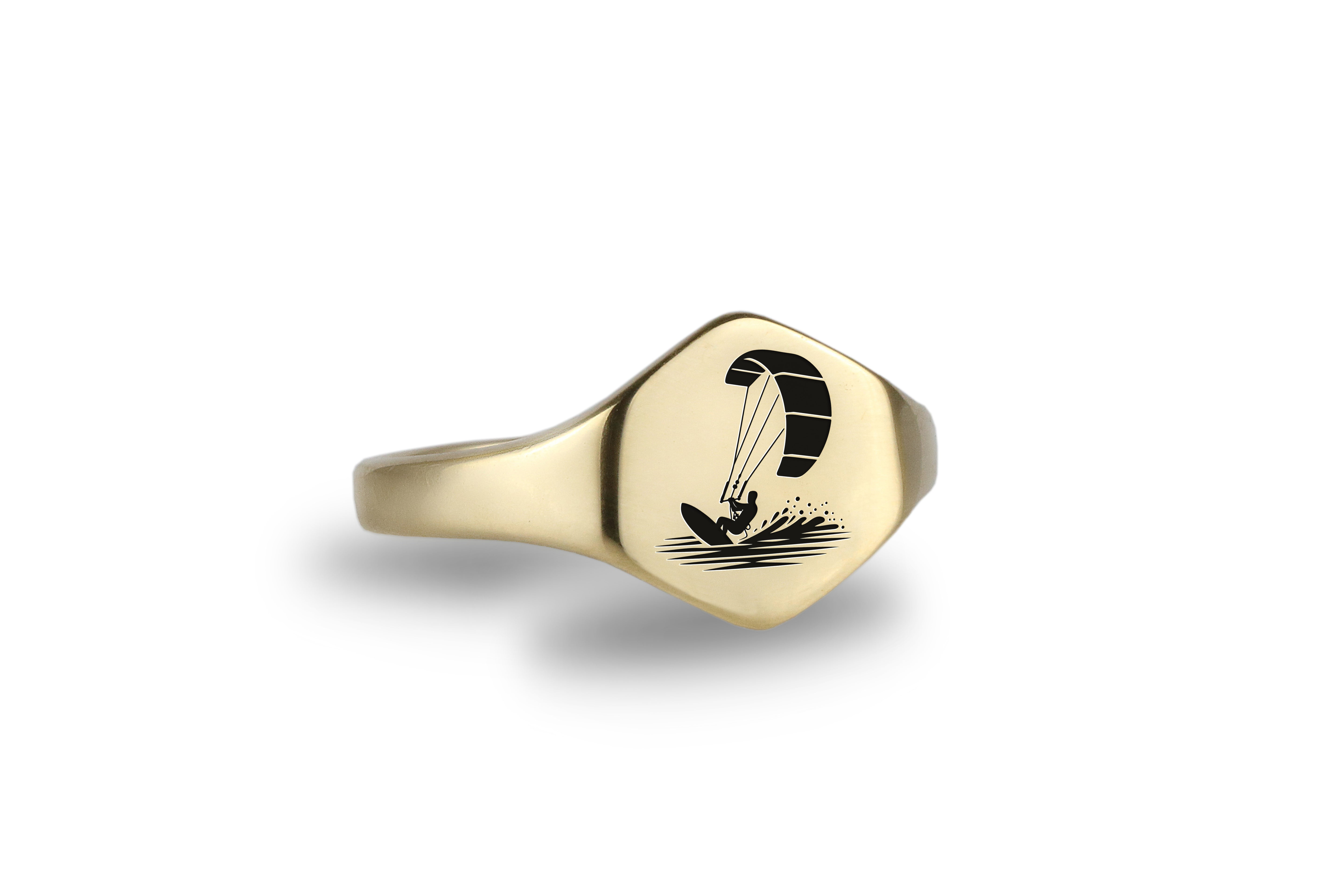 Kitesurfing Engraved Gold Ring