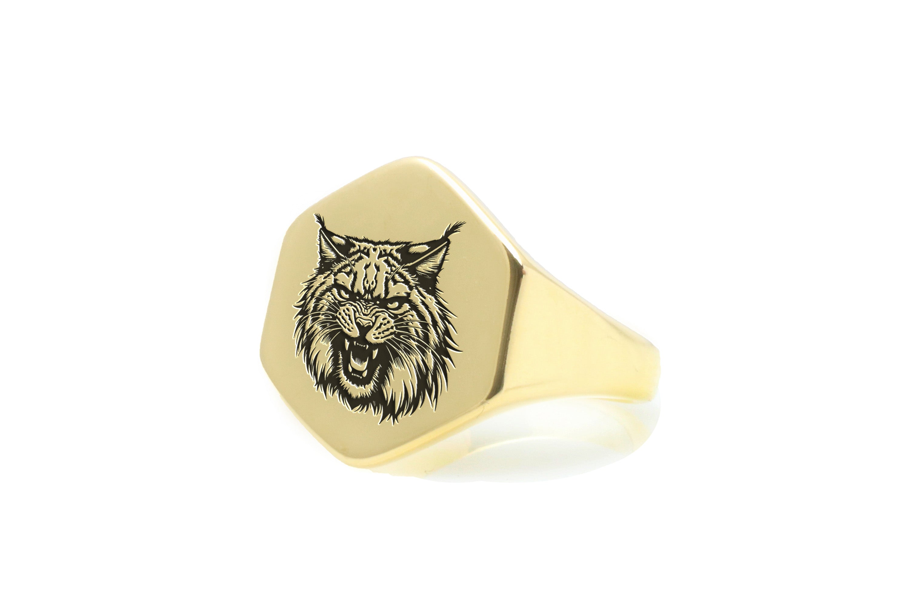 14k Gold Lynx Signet Ring