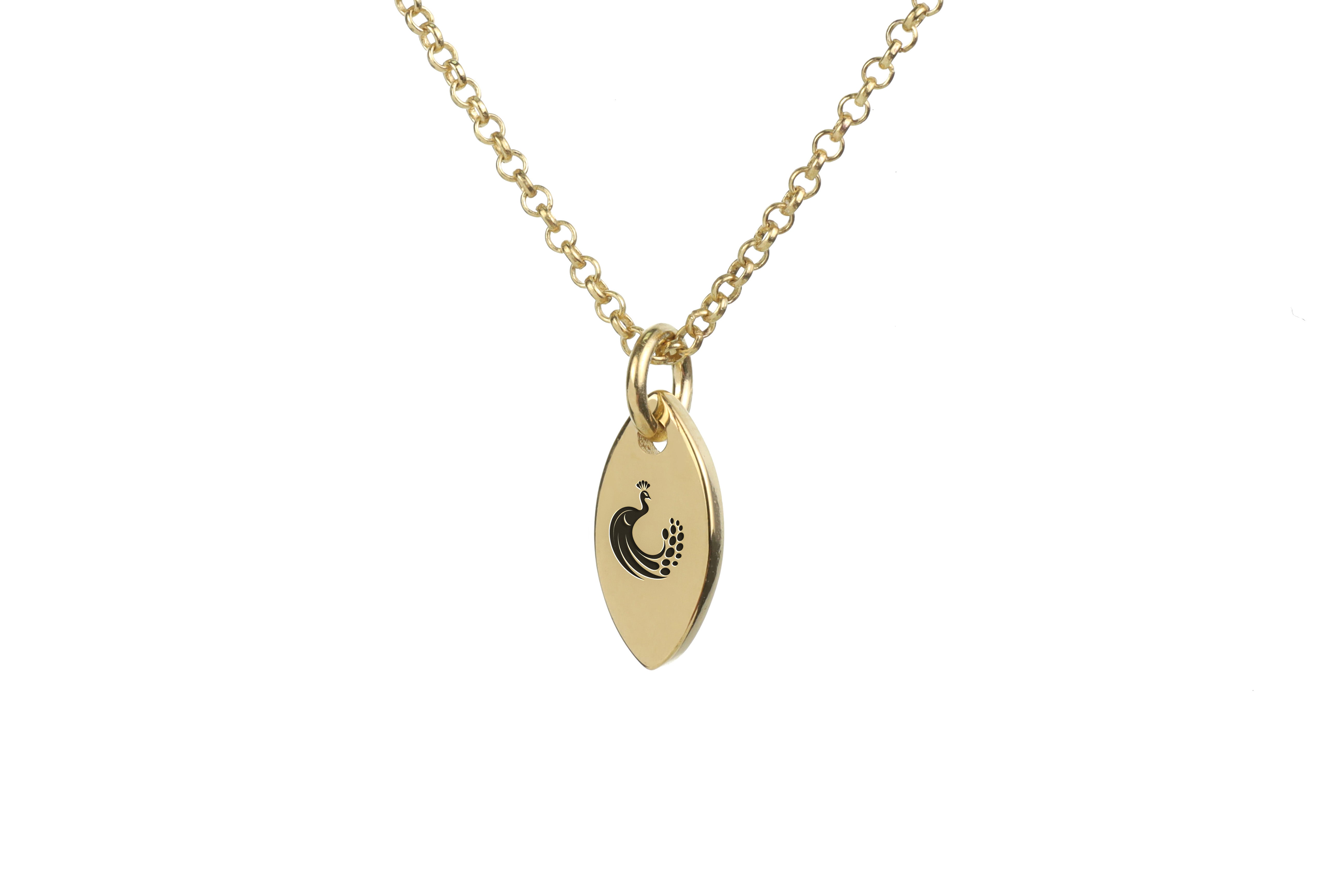 14k Gold Peacock Pendant Necklace