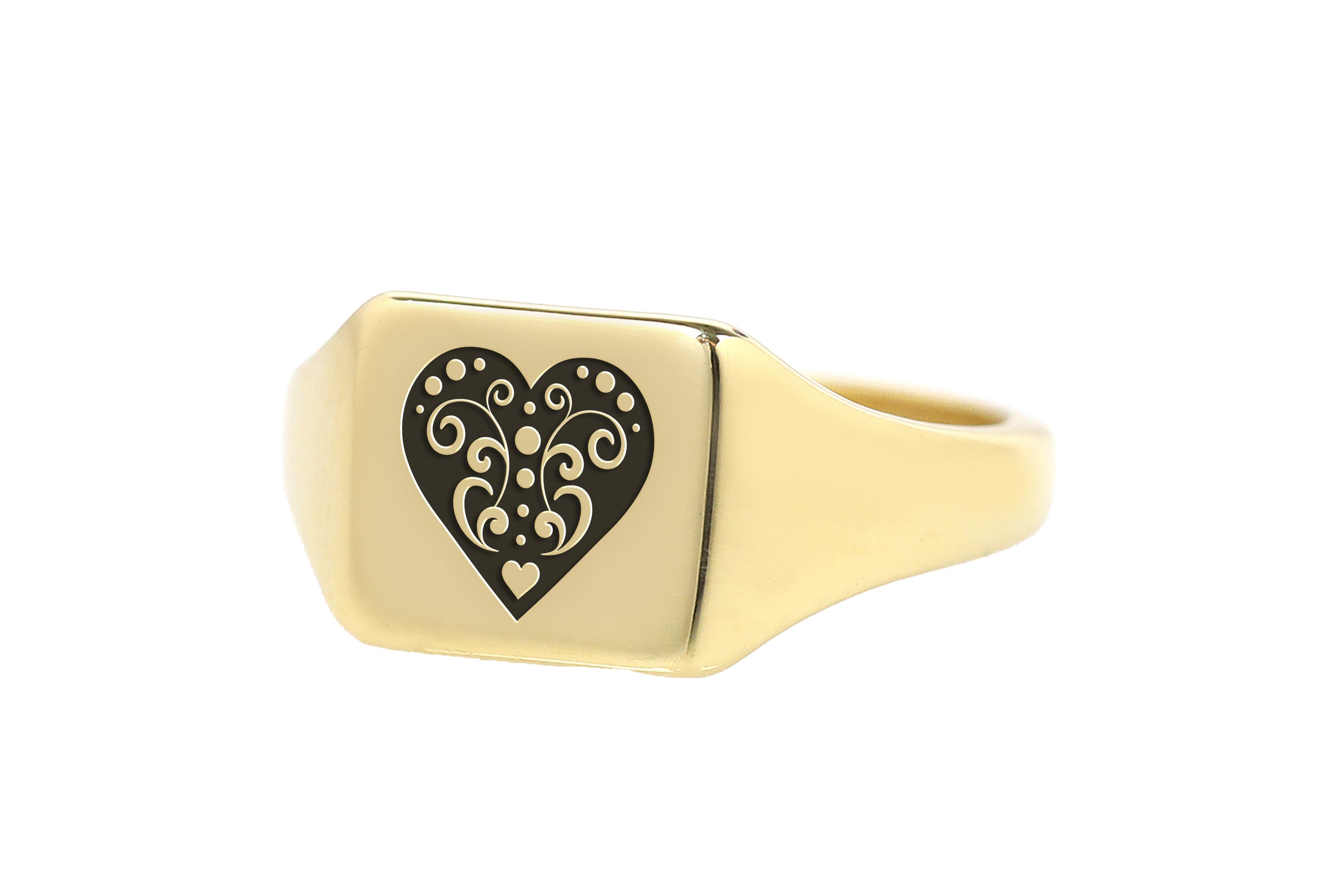 Poker Heart Engraved Ring