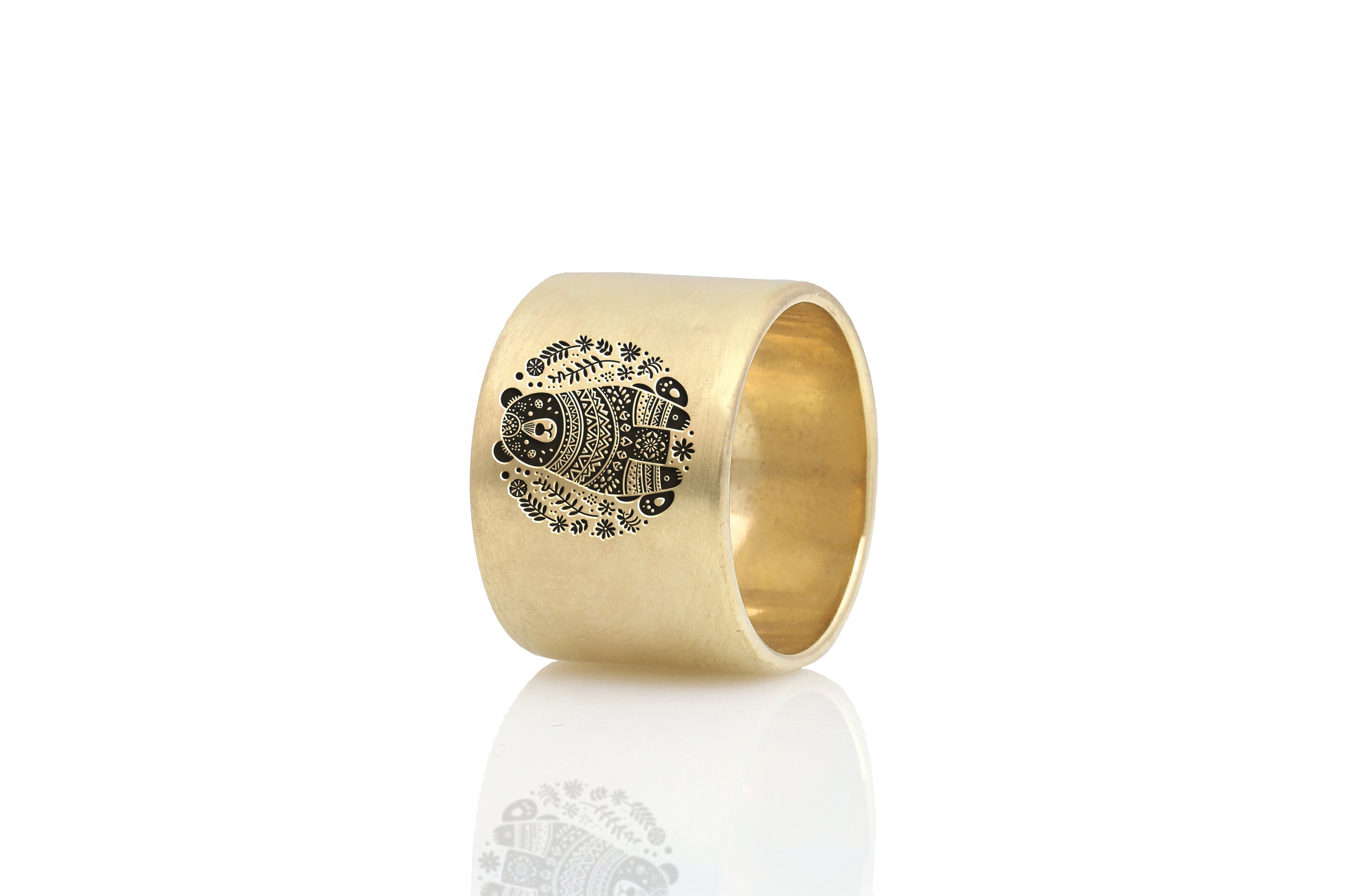 Wide Brushed Bear Ring