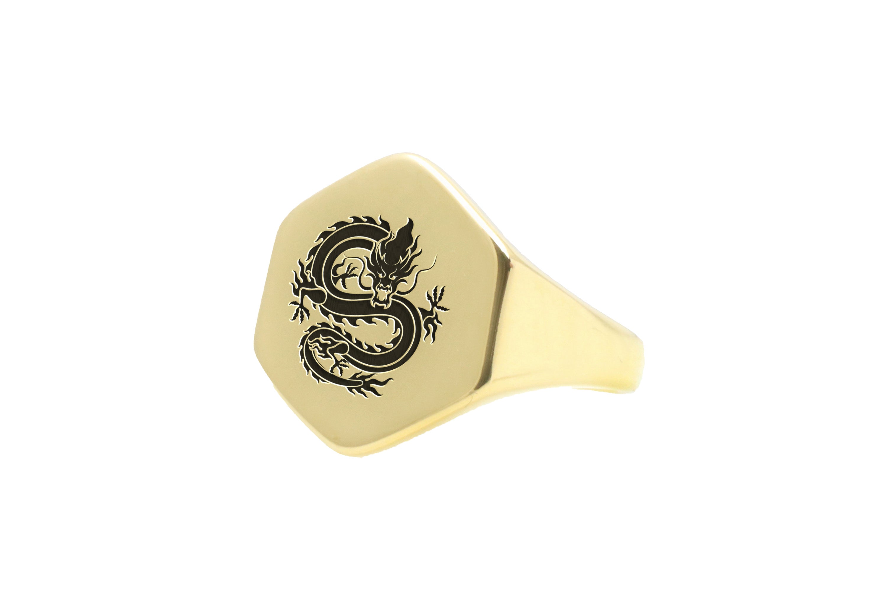 14k Gold Dragon Signet Ring