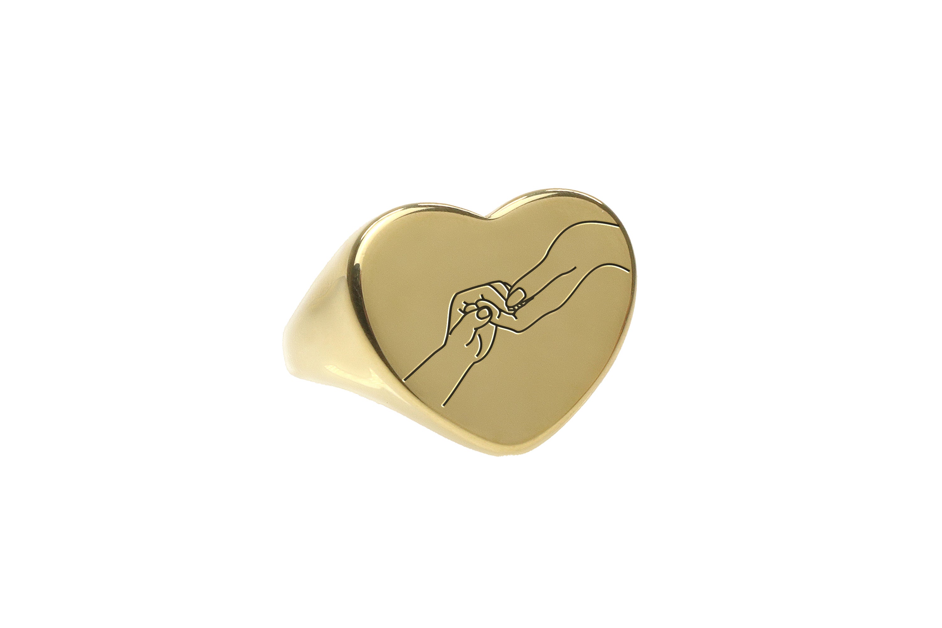 Engraved Hands Line Art Ring