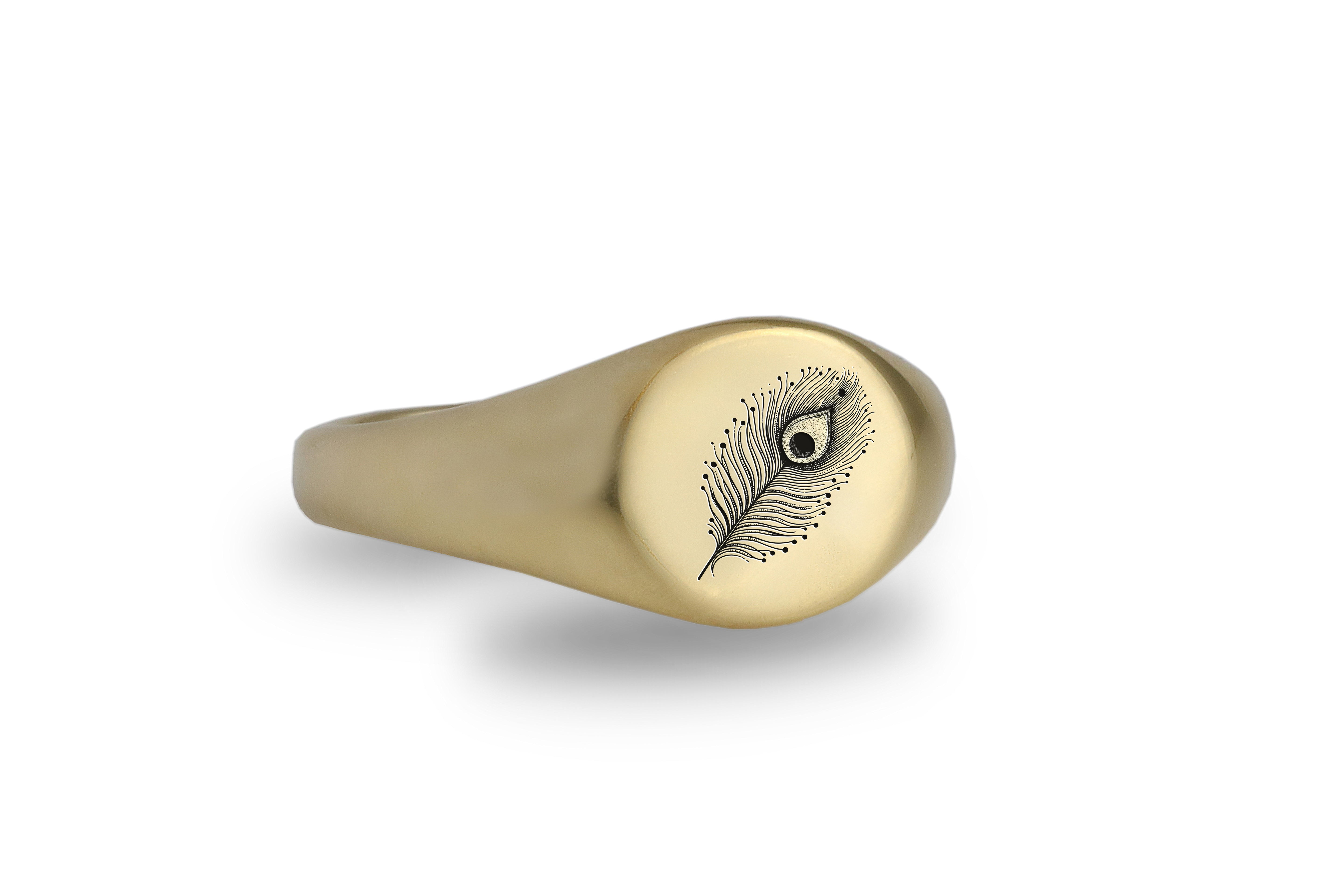 Engraved Peacock Feather Ring