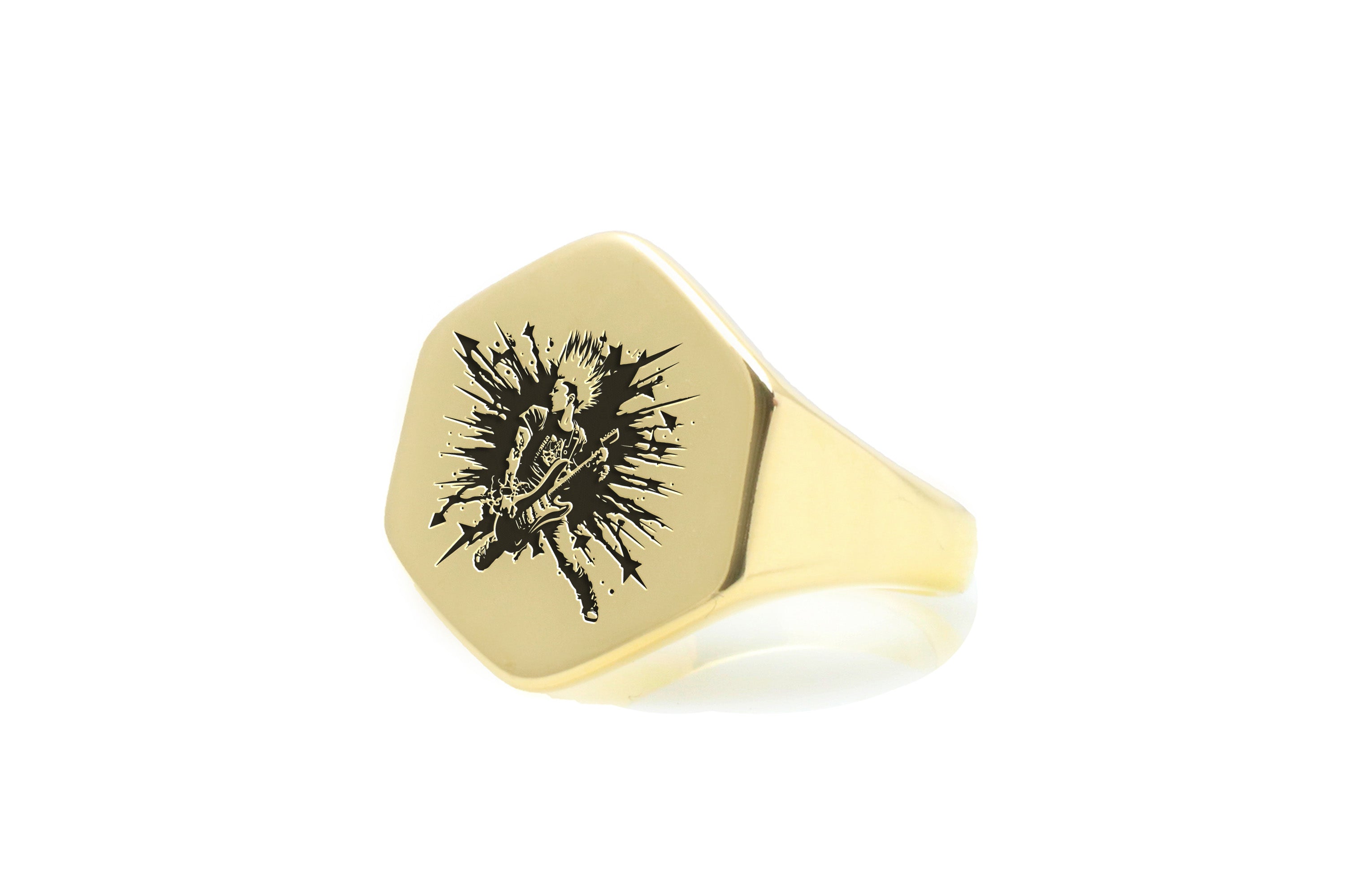 14k Gold Rockstar Signet Ring