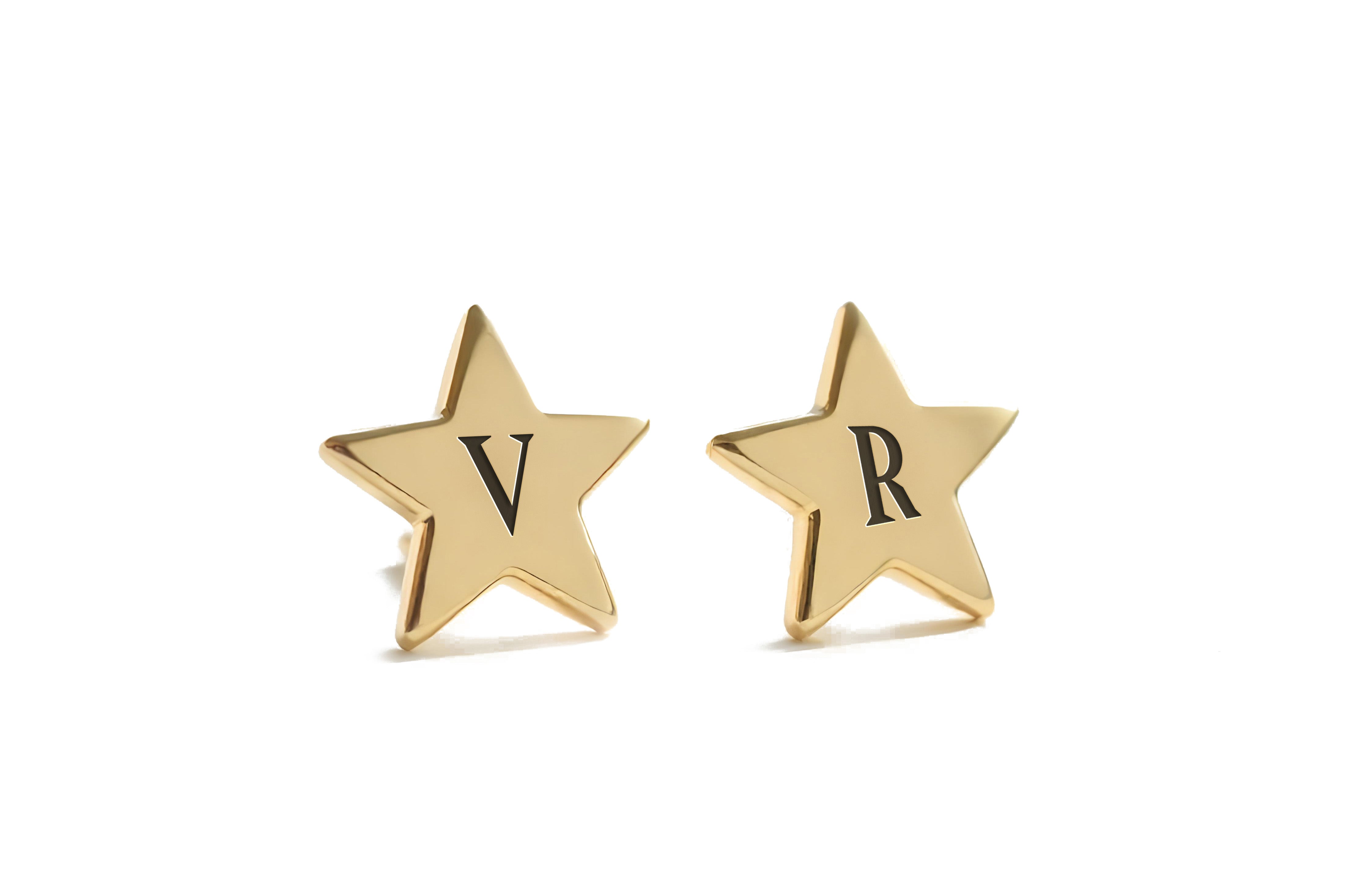 Engraved Star Shaped Earrings
