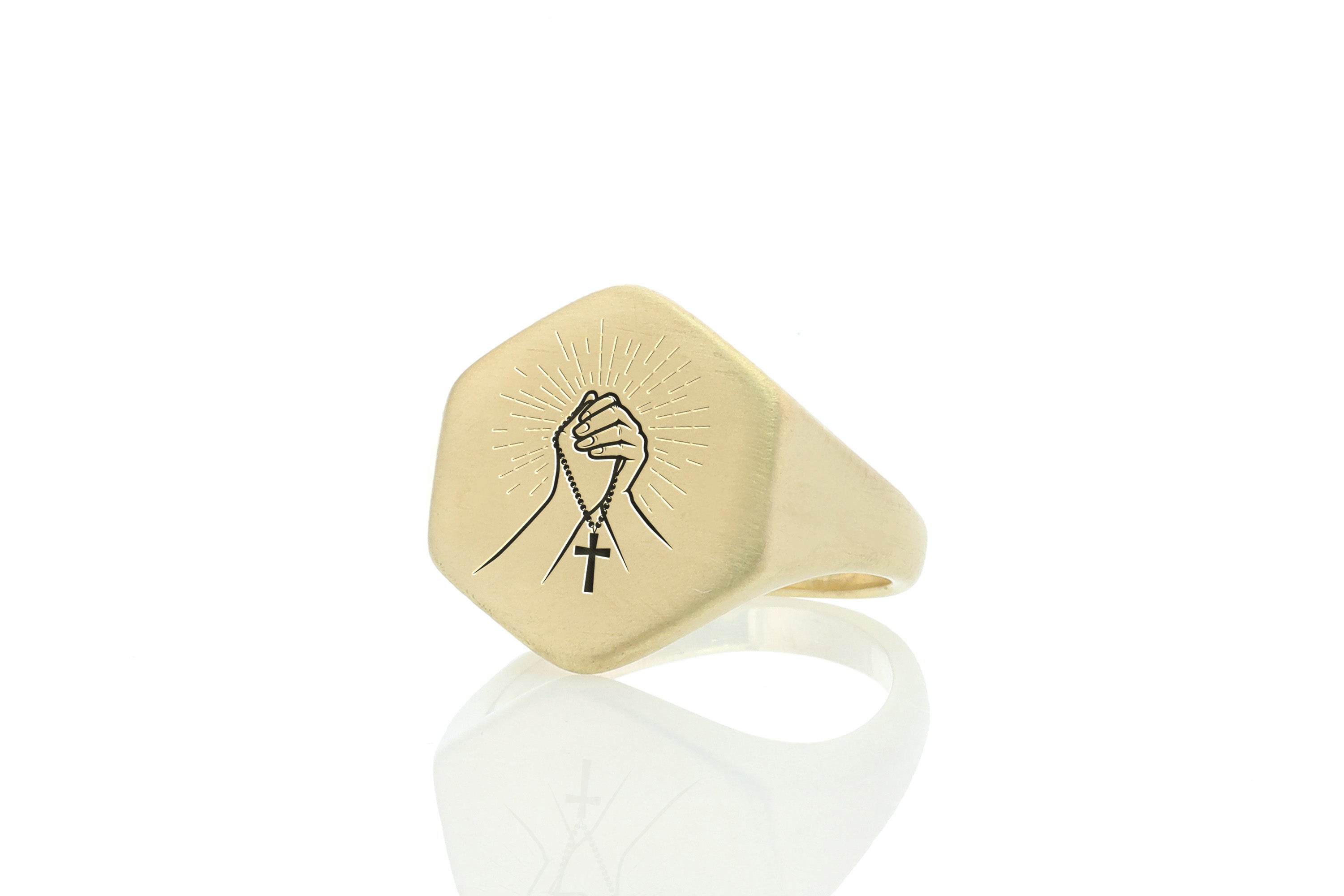 Praying Gold Signet Ring
