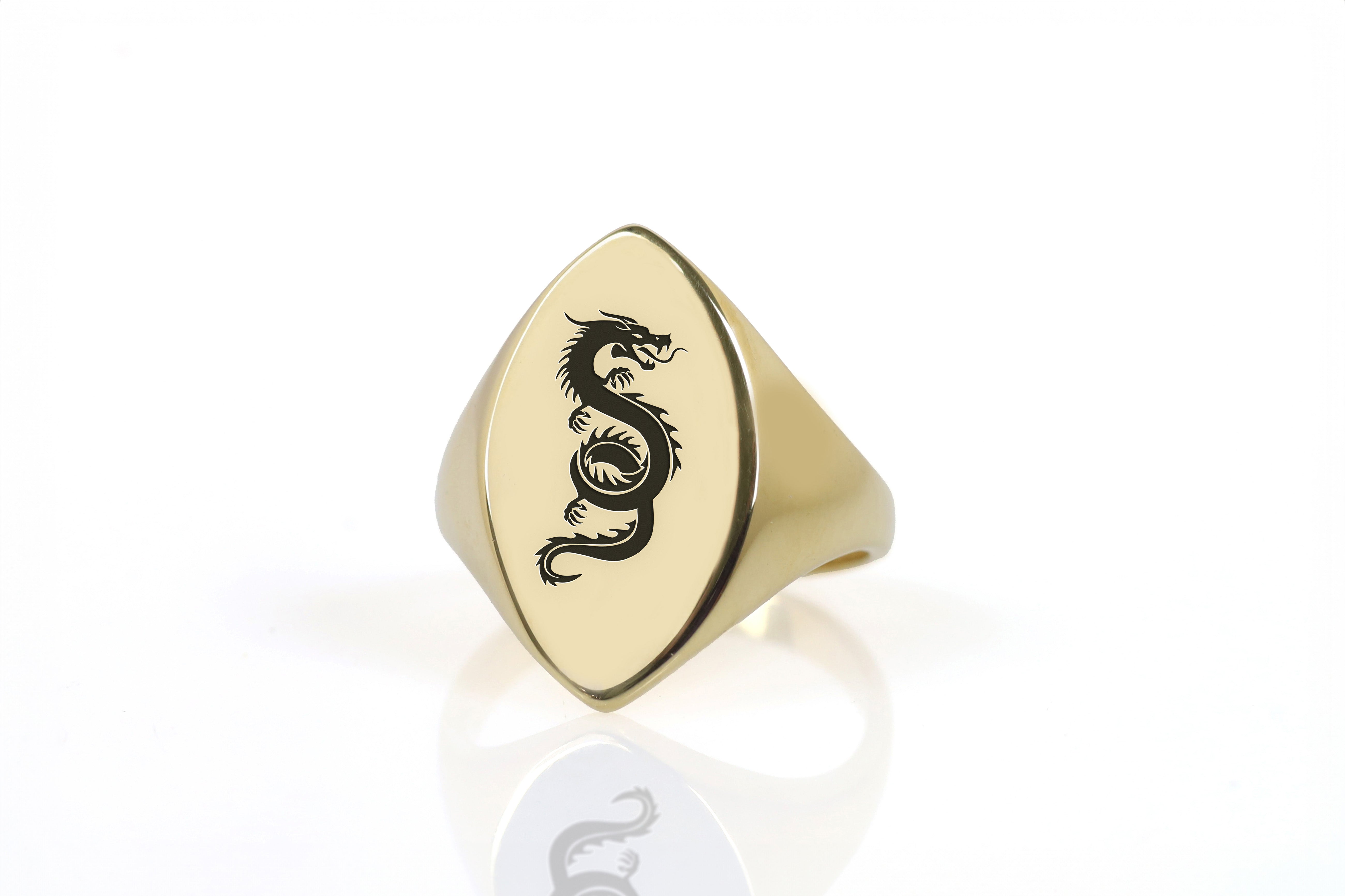 Engraved Dragon Signet Ring