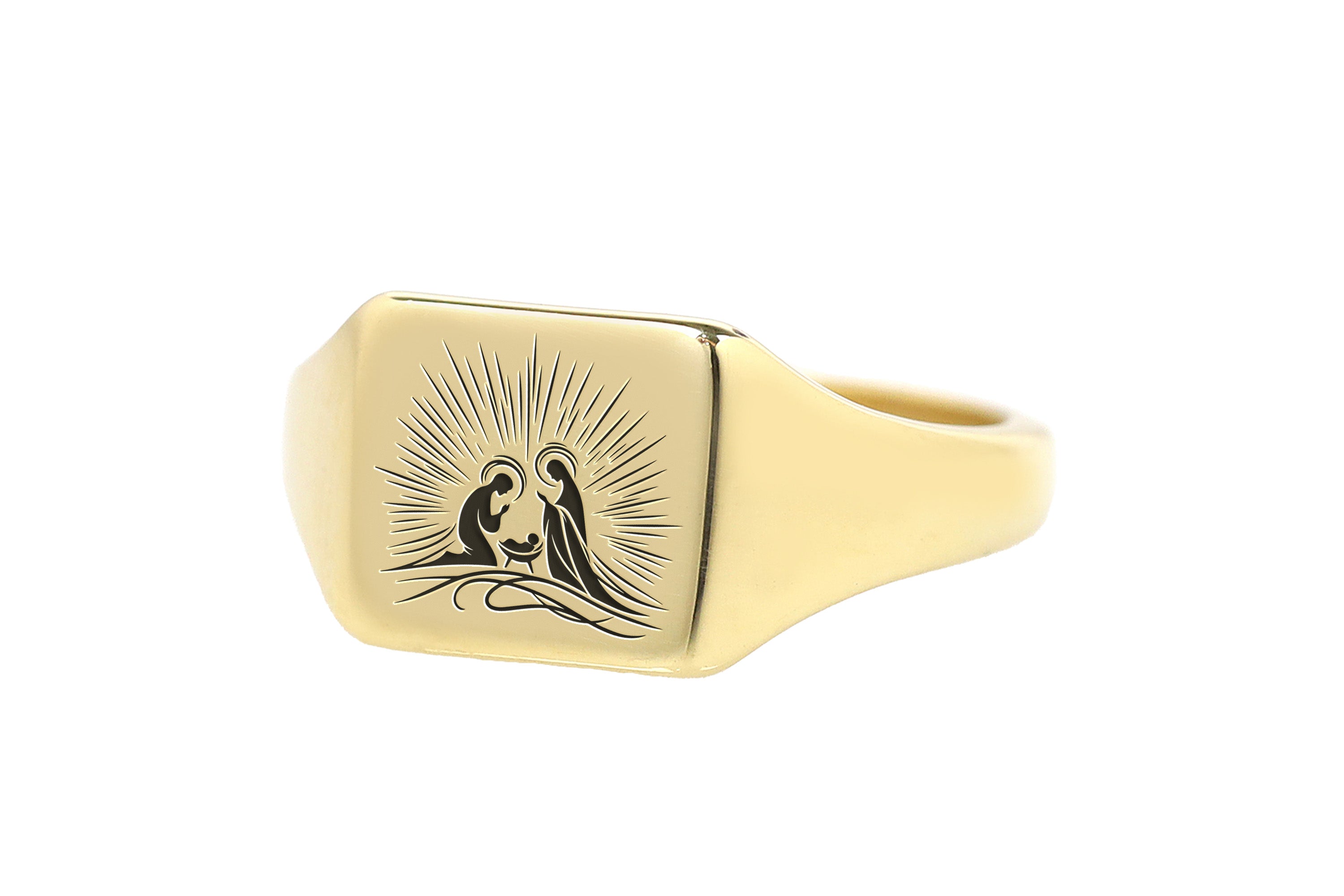 14k Gold Jesus Signet Ring