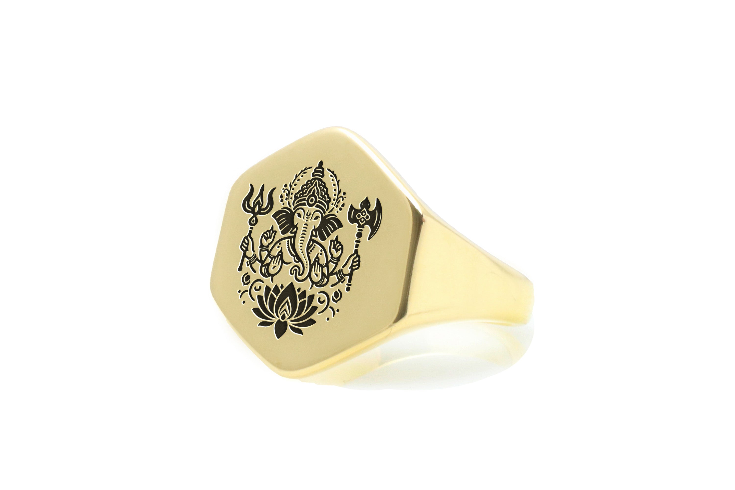 14k Gold Ganesh Signet Ring