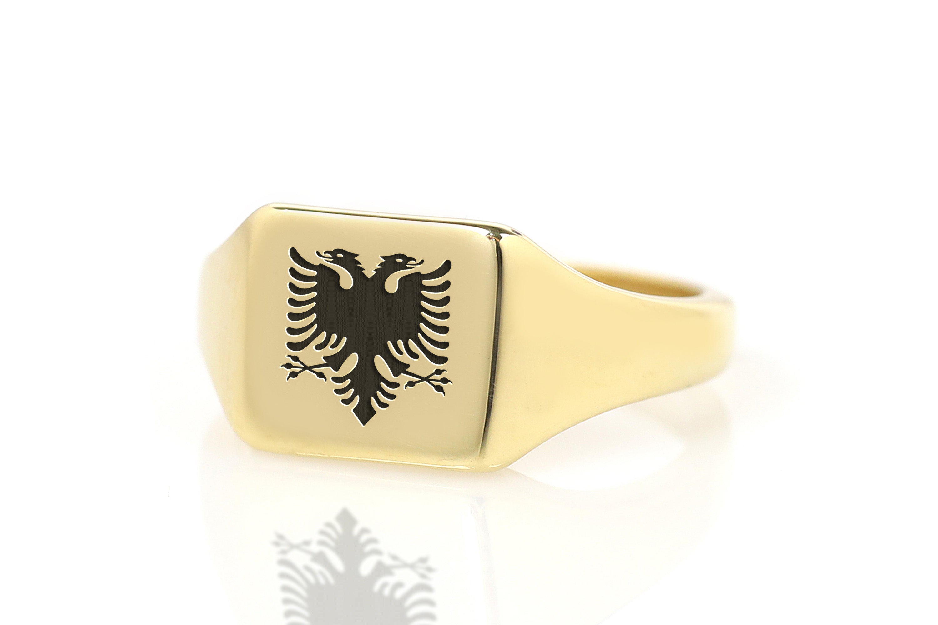 Heraldic Cormorant Engraved Ring