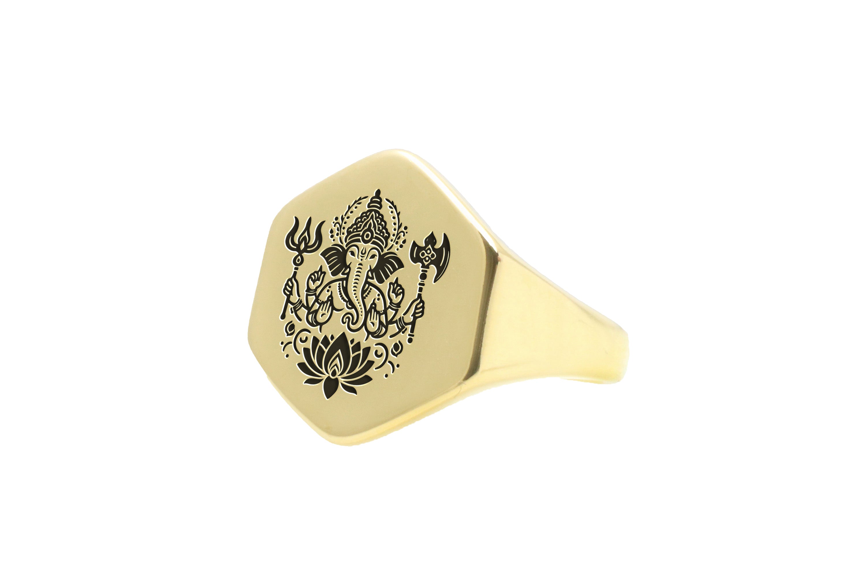 14k Gold Ganesh Signet Ring