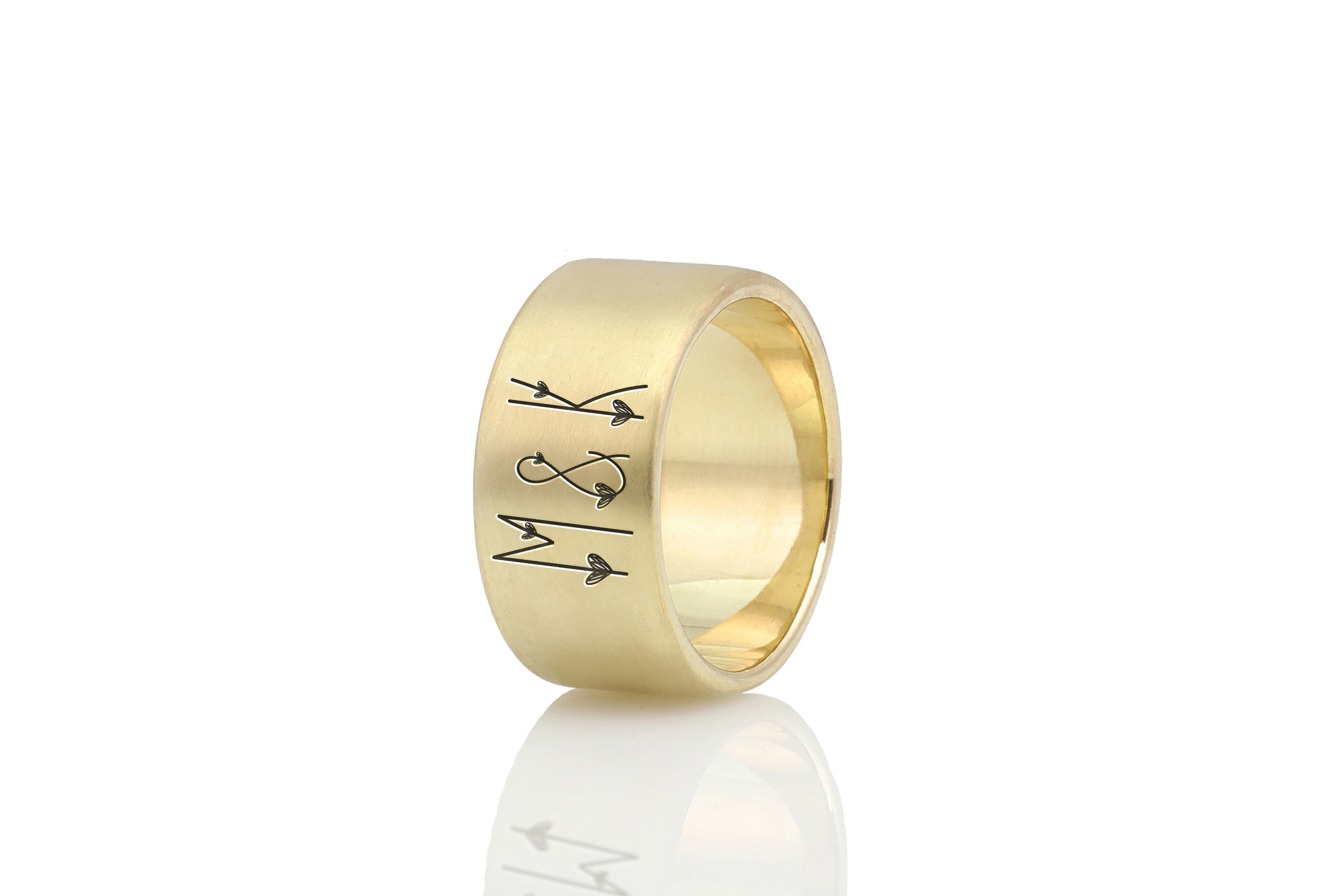 Heart Letters Wide Band Ring