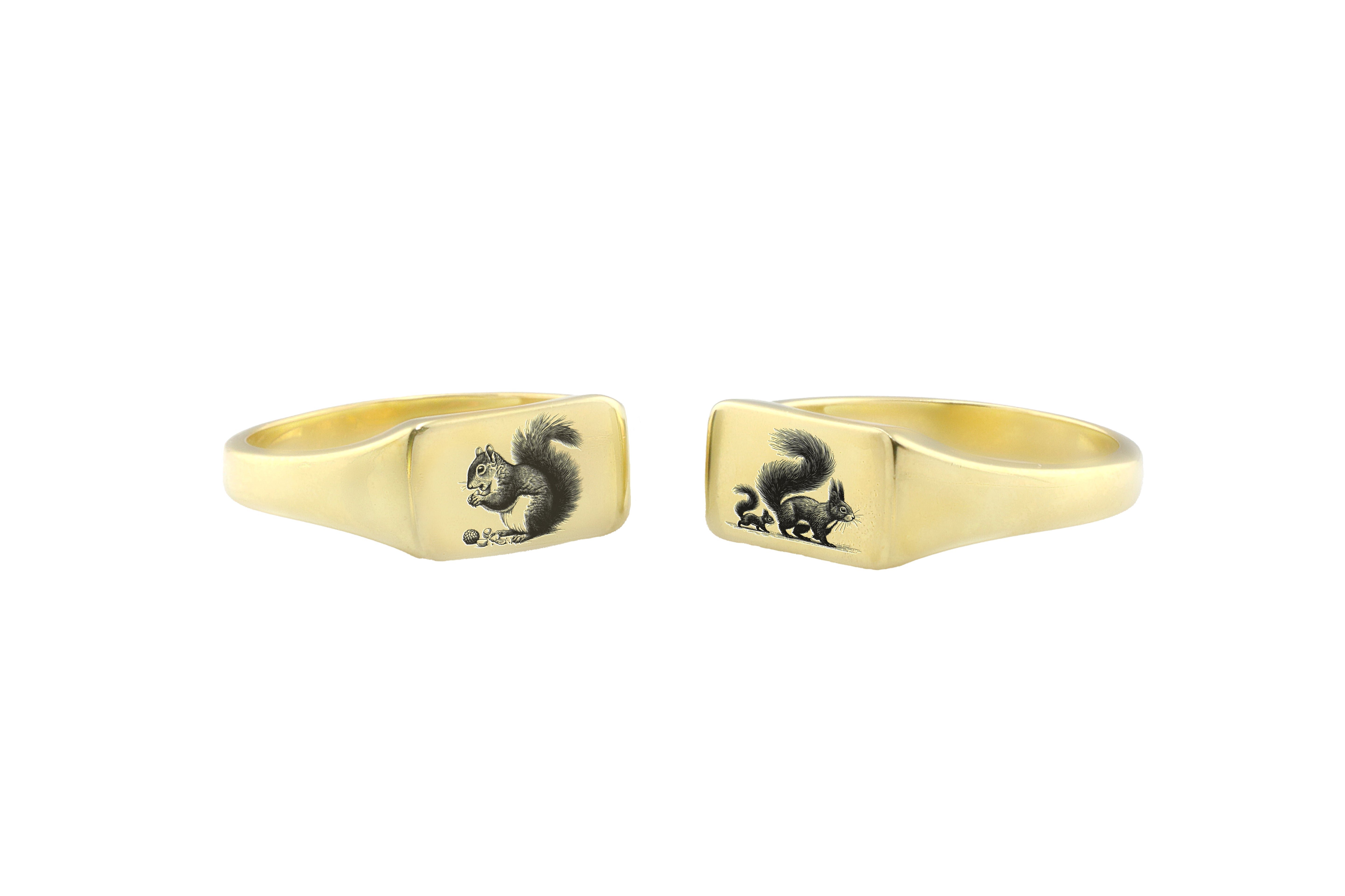 Squirrel 14k Gold Signet Ring