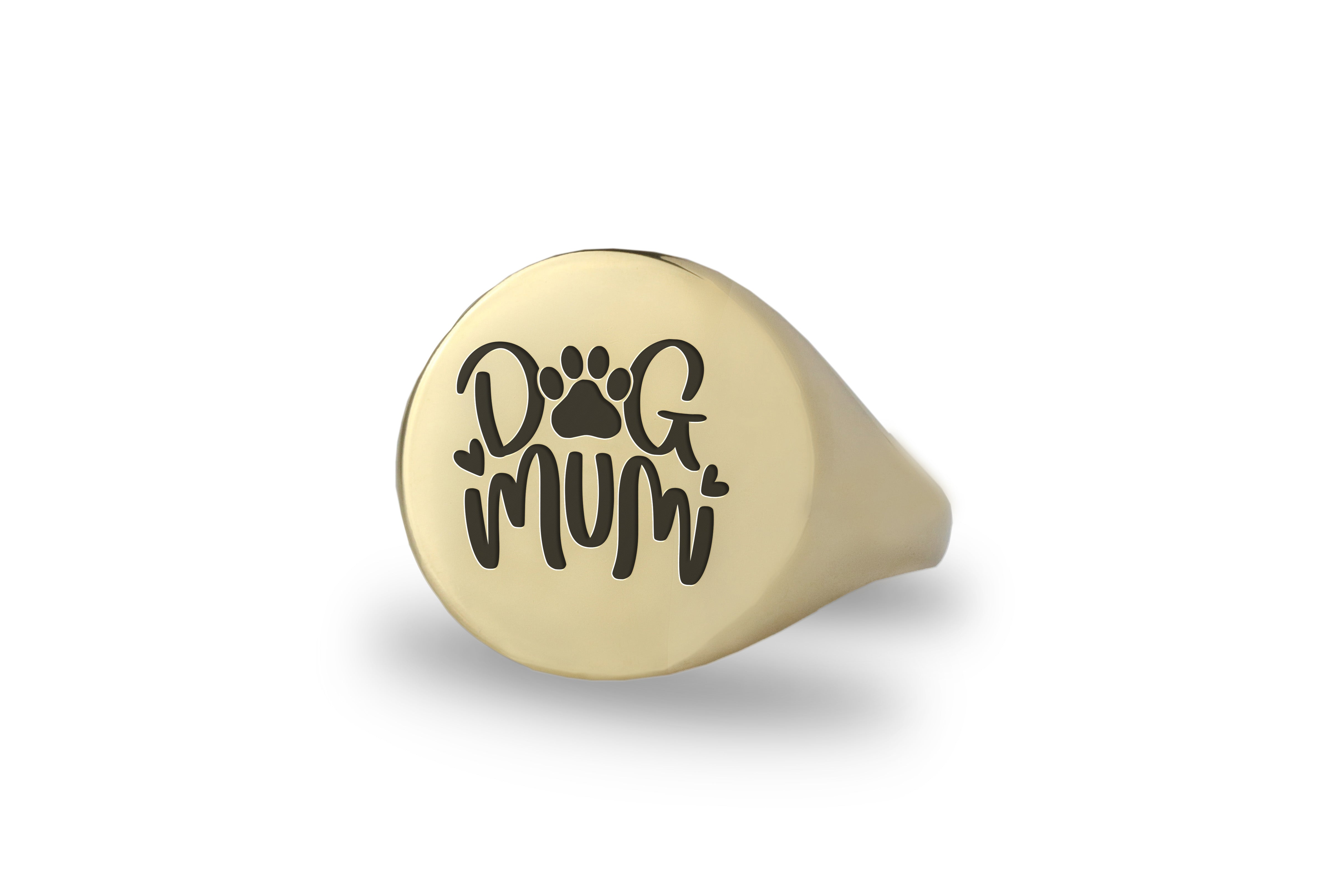 Dog Mom Engraved Gold Signet Ring