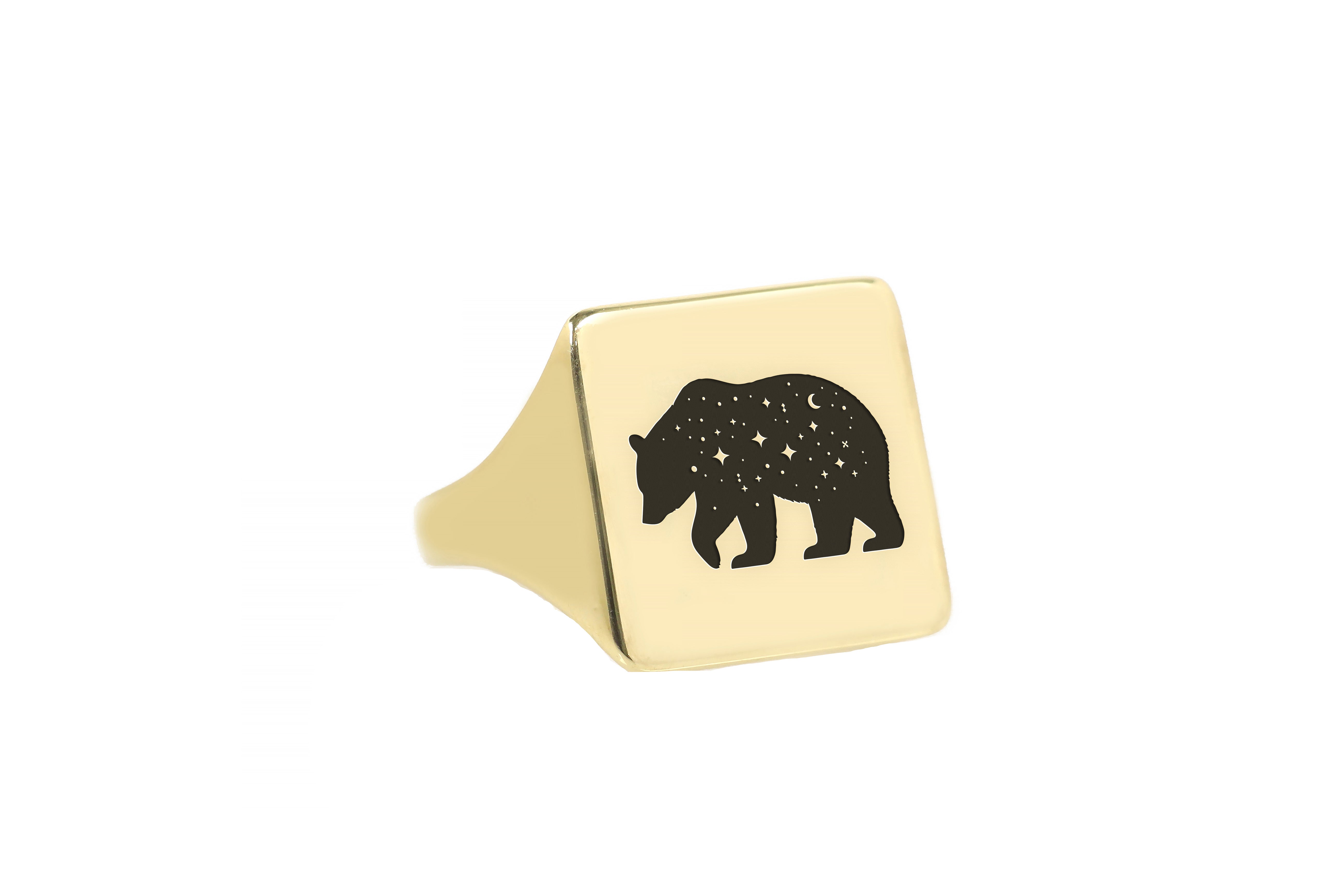 Engraved Bear Signet Ring