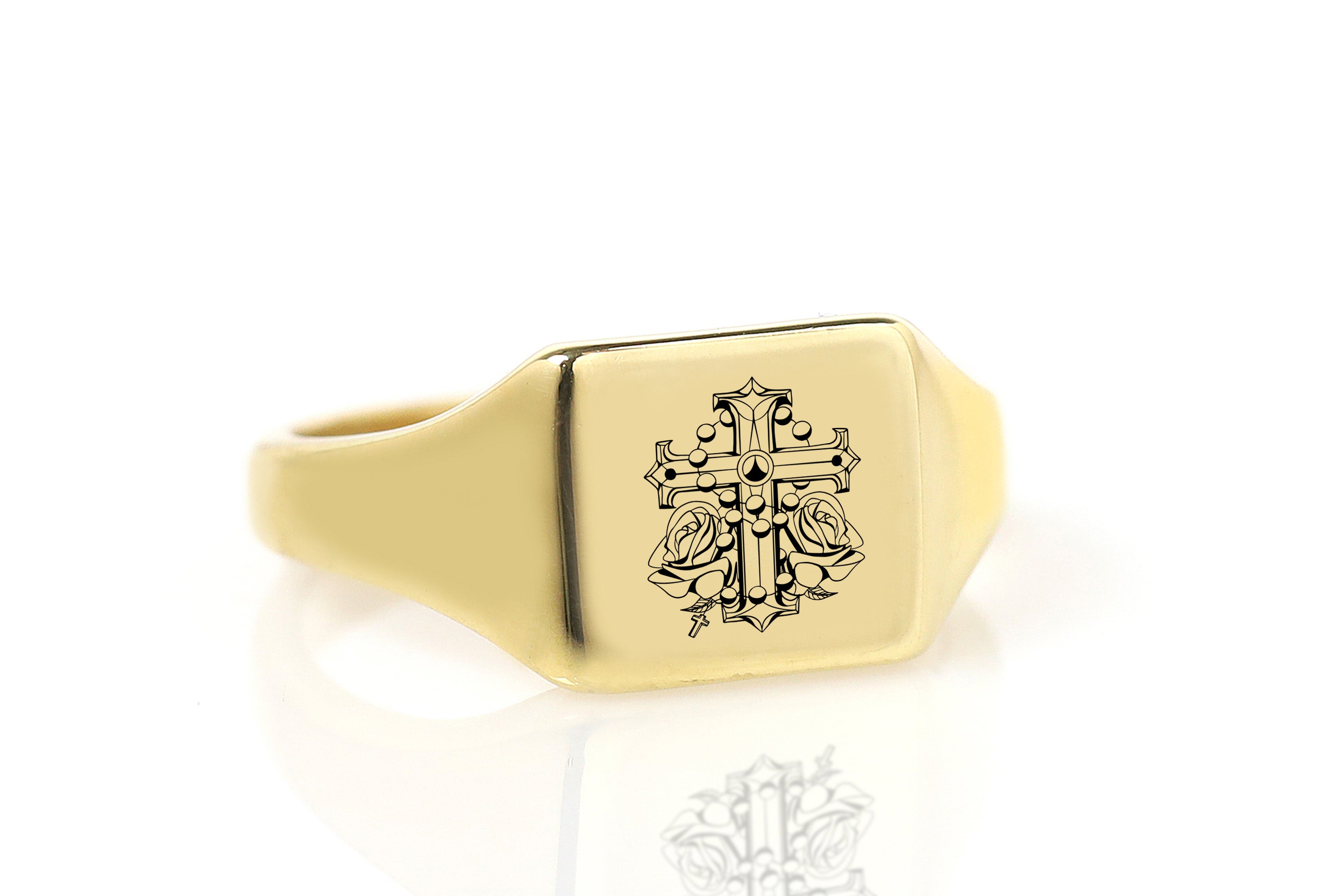 Chicano Cross Signet Ring