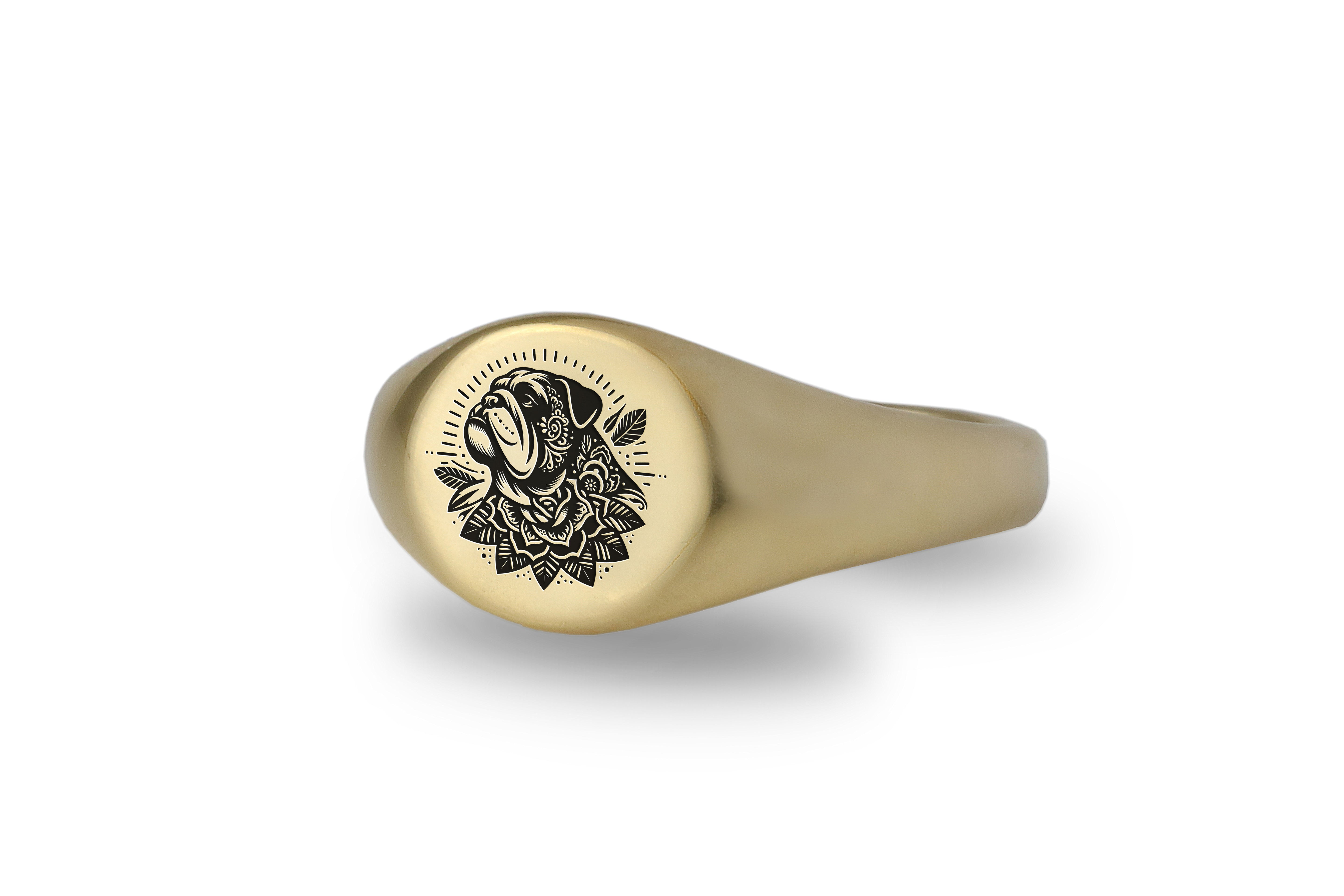 14k Gold Bulldog Signet Ring