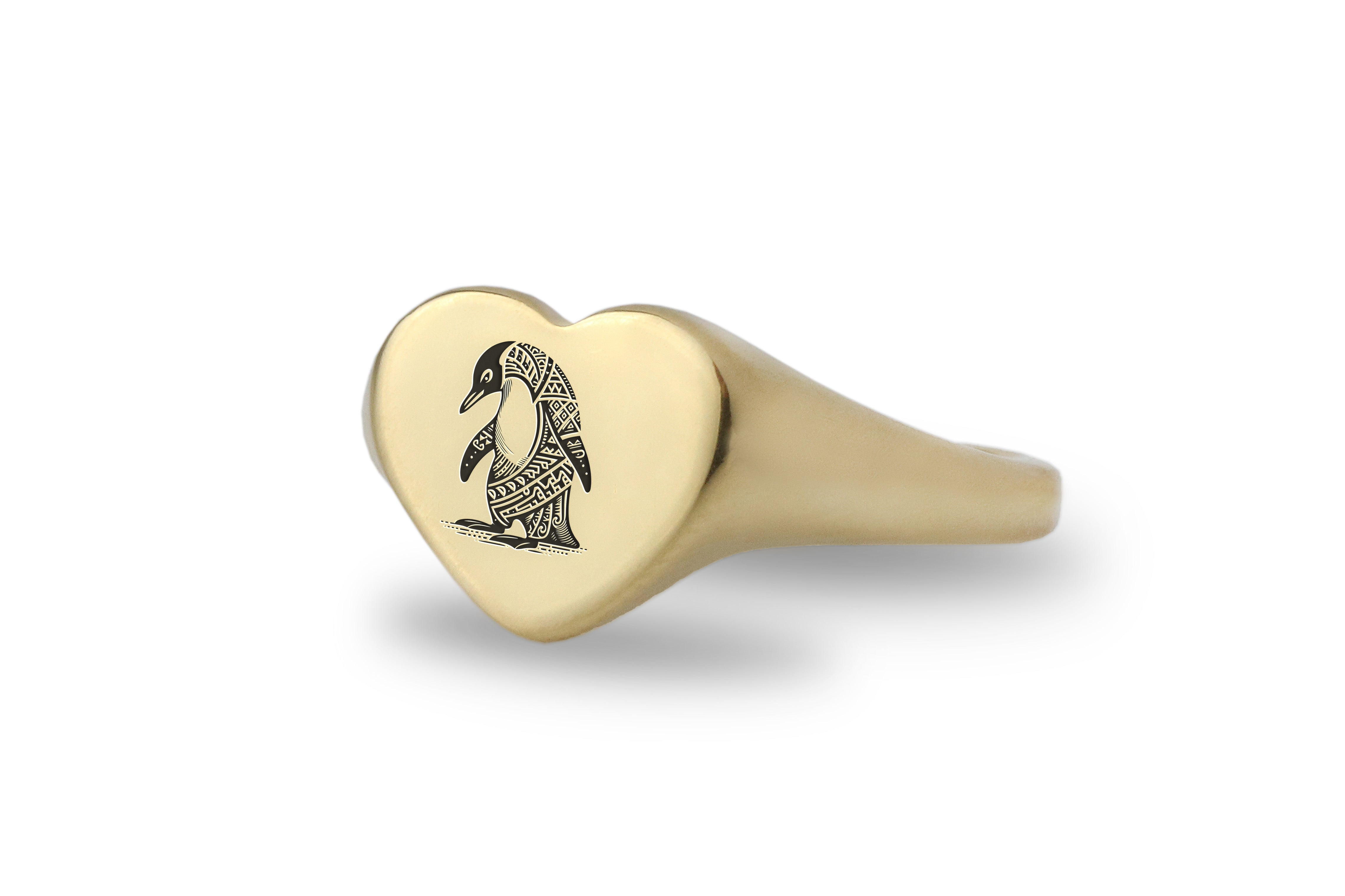 Tribal Penguin Engraved Ring