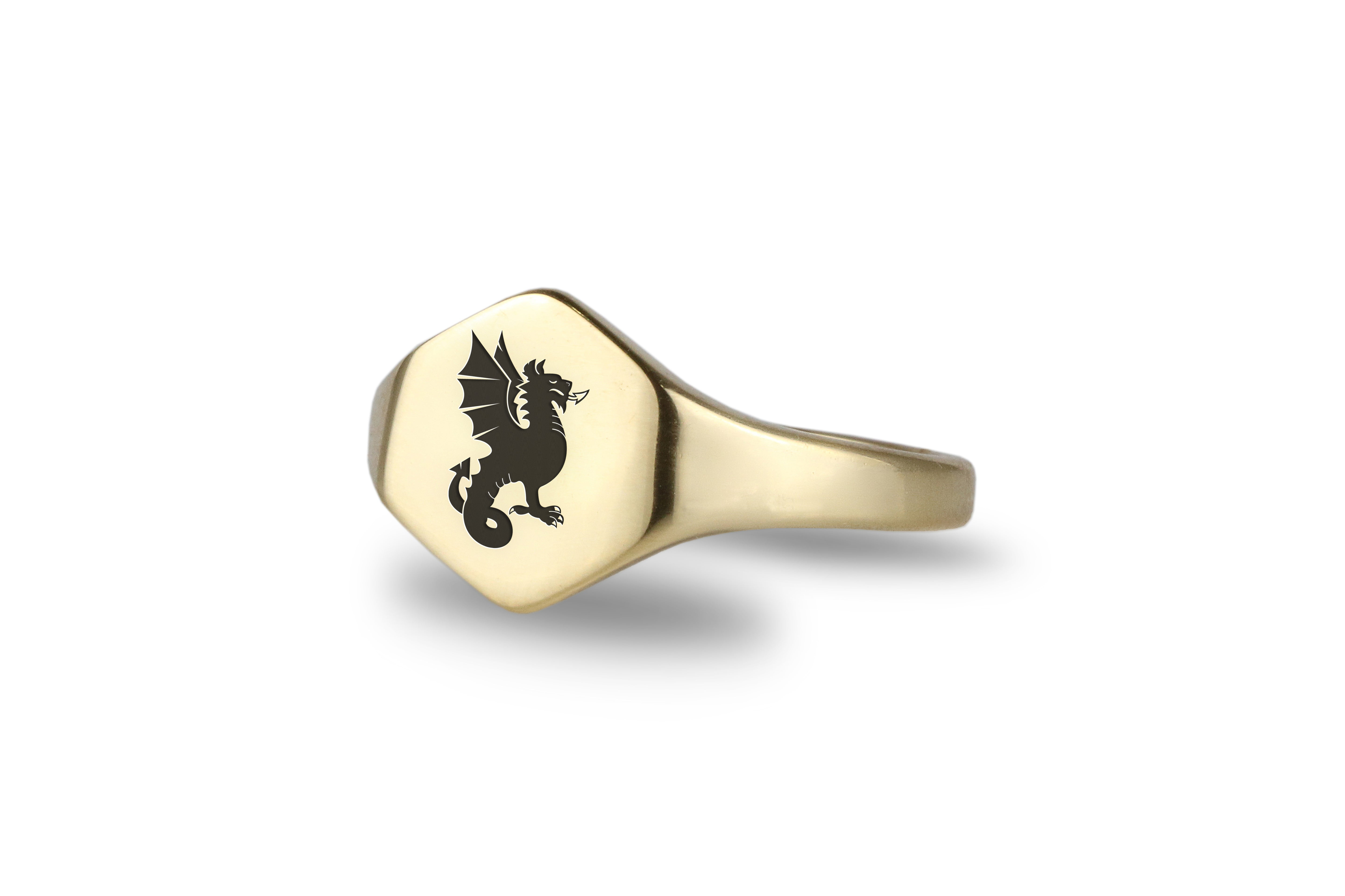 14k Gold Dragon Signet Ring