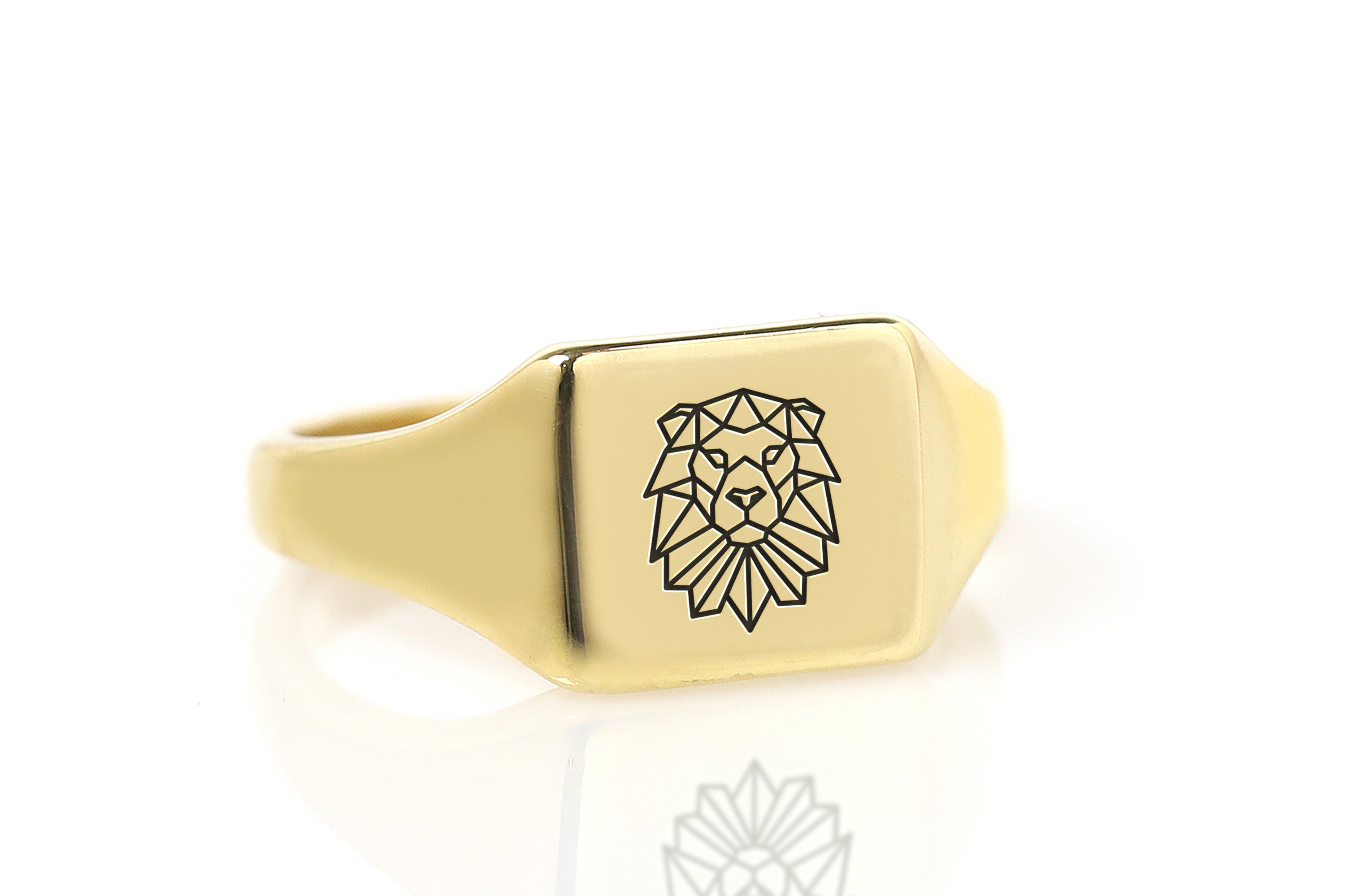 Gold Geometric Lion Ring