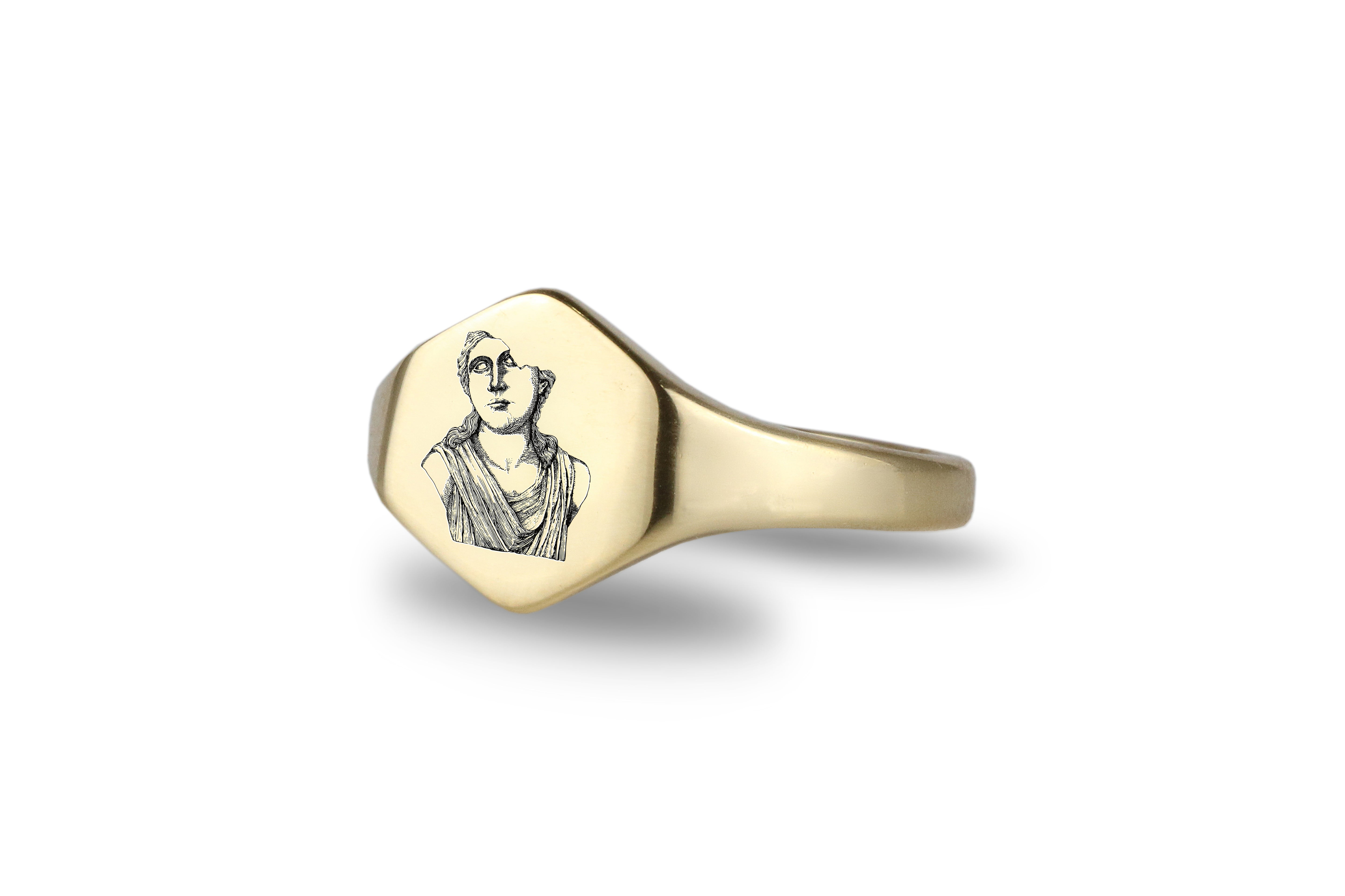14k Gold Greek Signet Ring