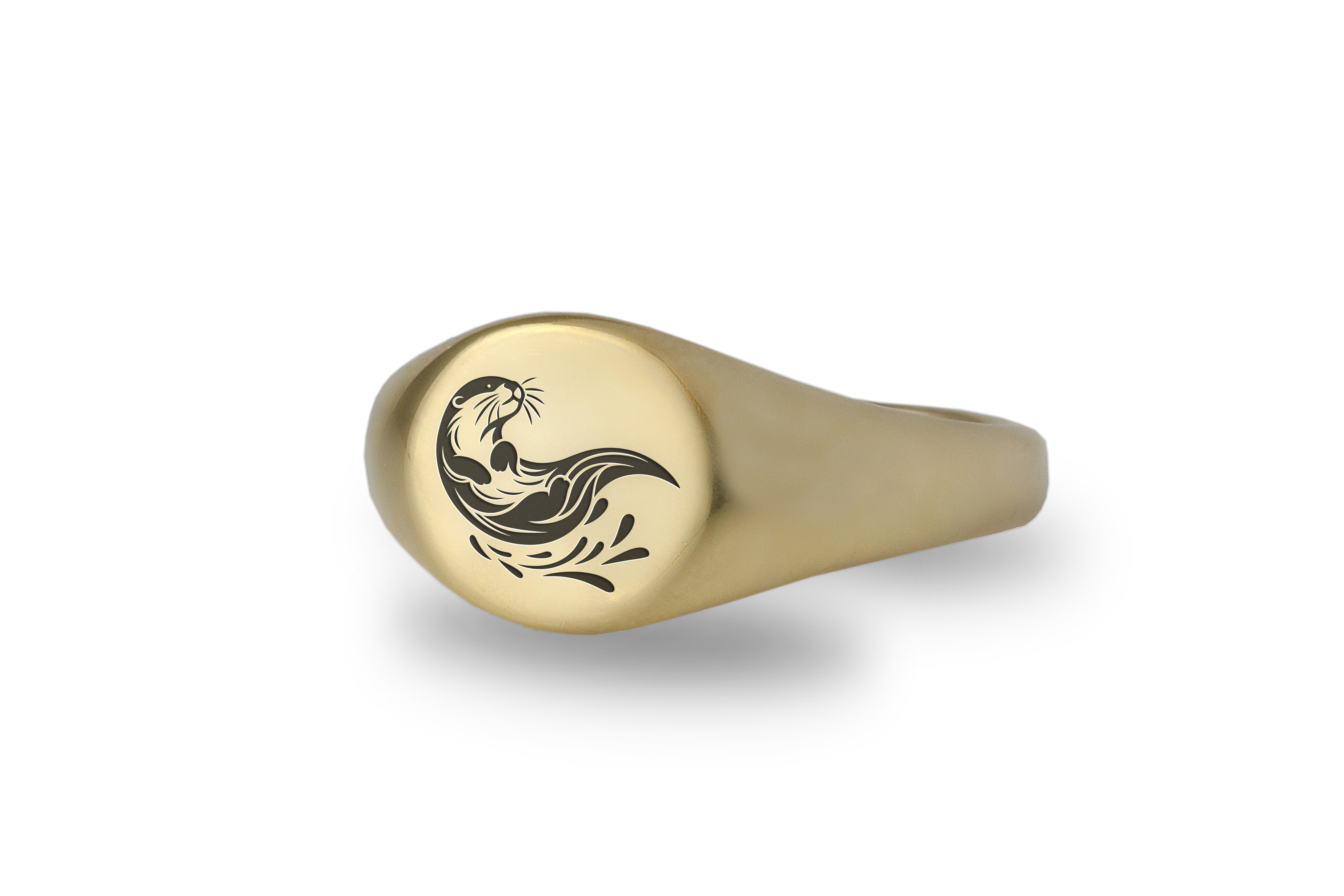Engraved Otter Signet Ring