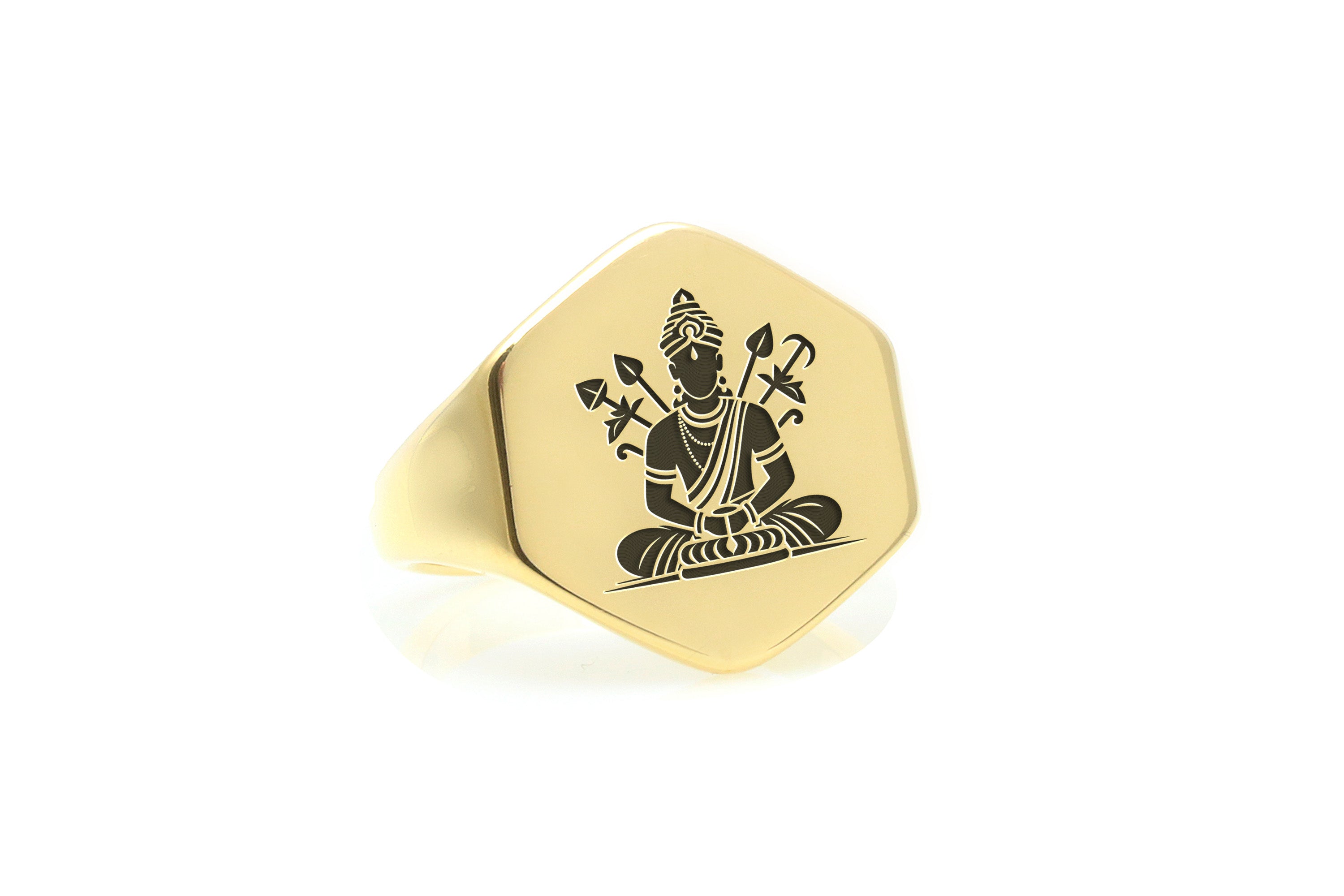 14k Gold Lord Shiva Signet Ring
