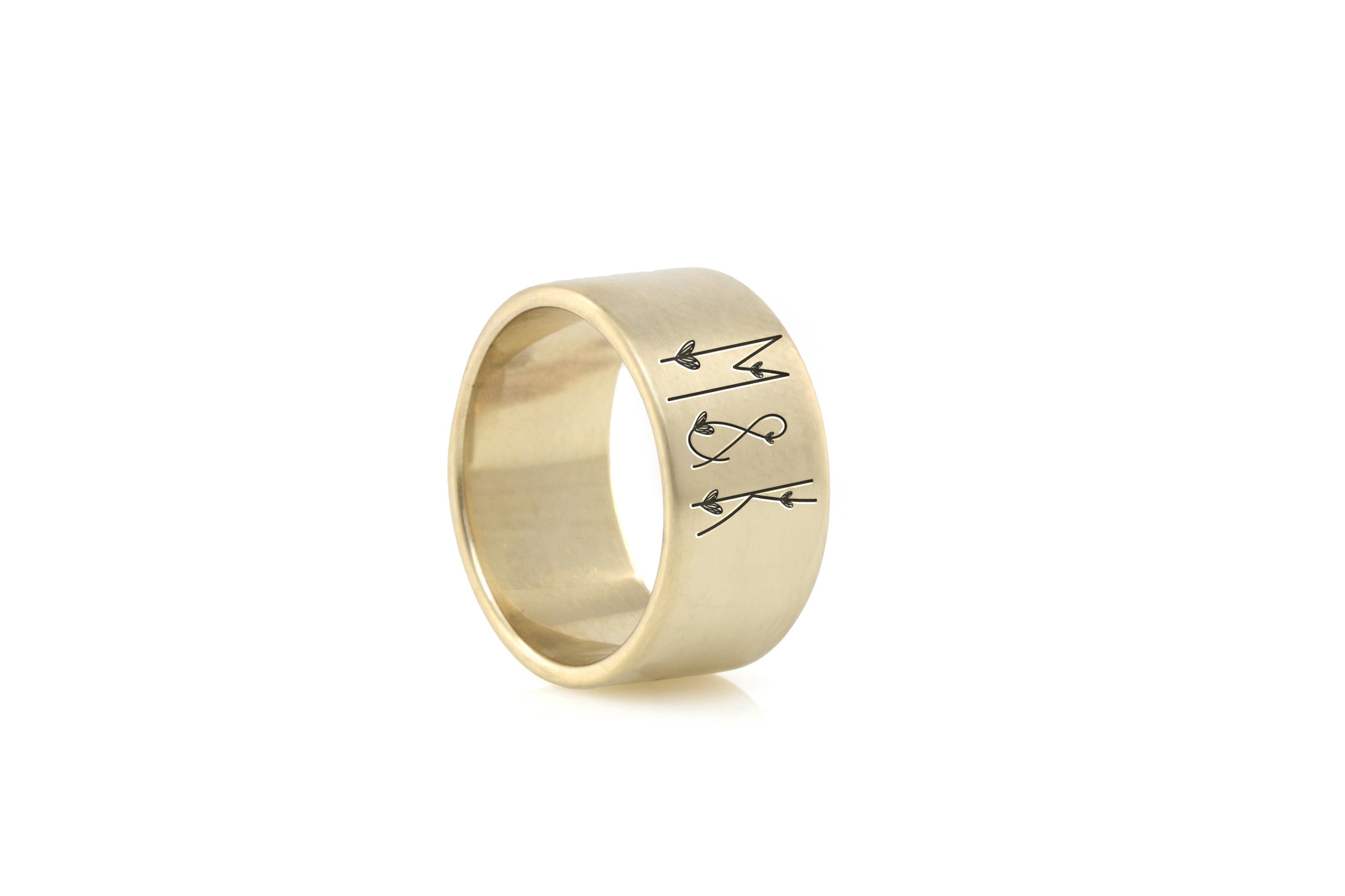 Heart Letters Wide Band Ring