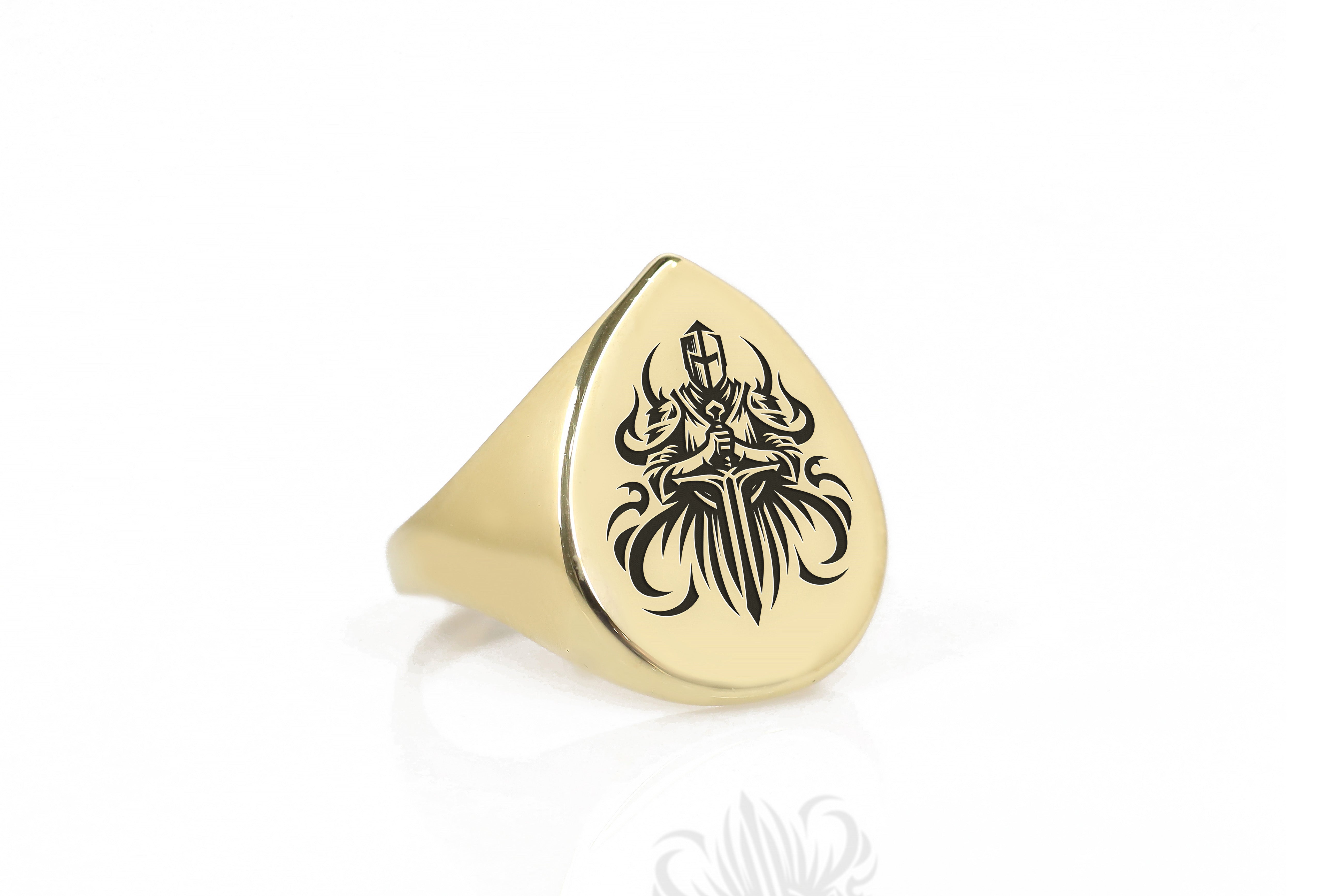 14k Gold Knight Signet Ring