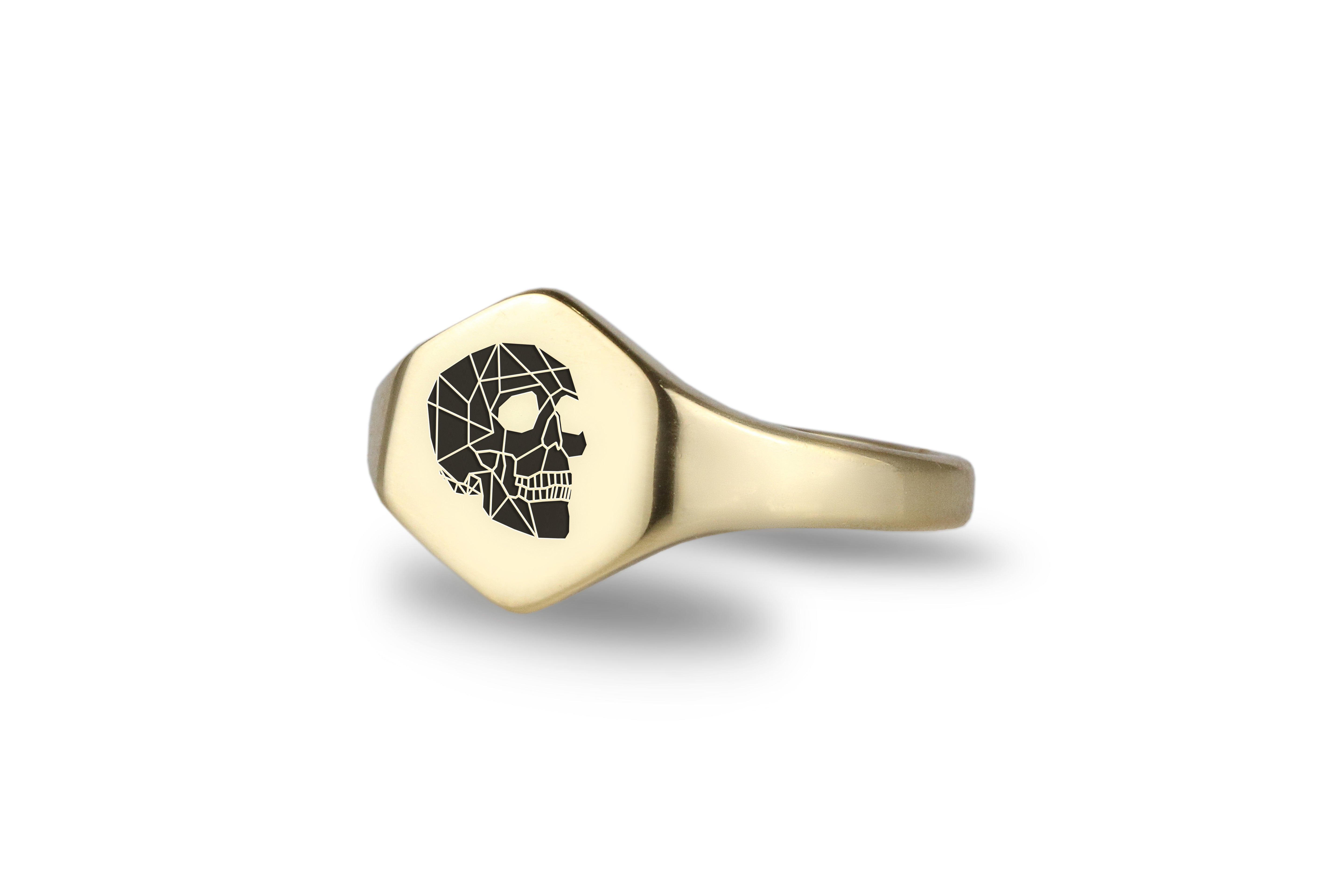 14k Gold Skull Signet Ring