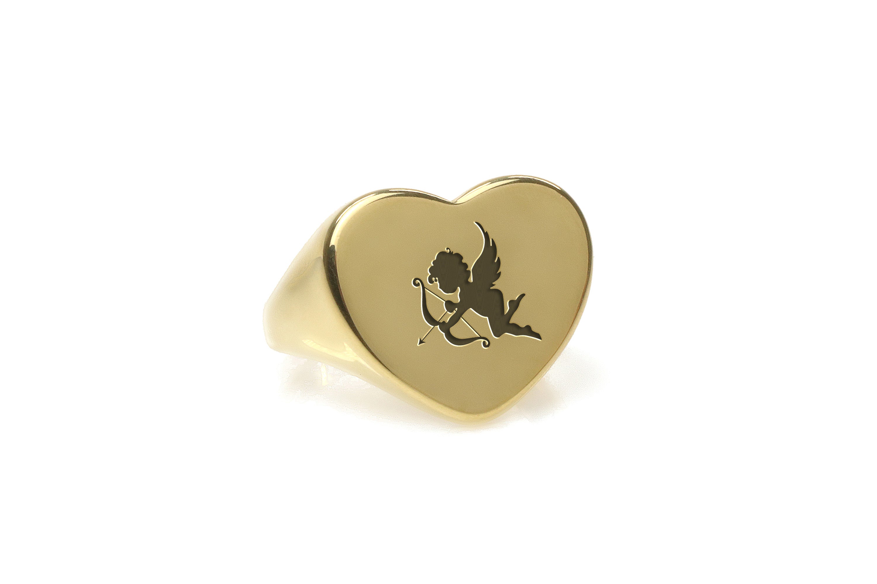 Gold Cupid Signet Ring