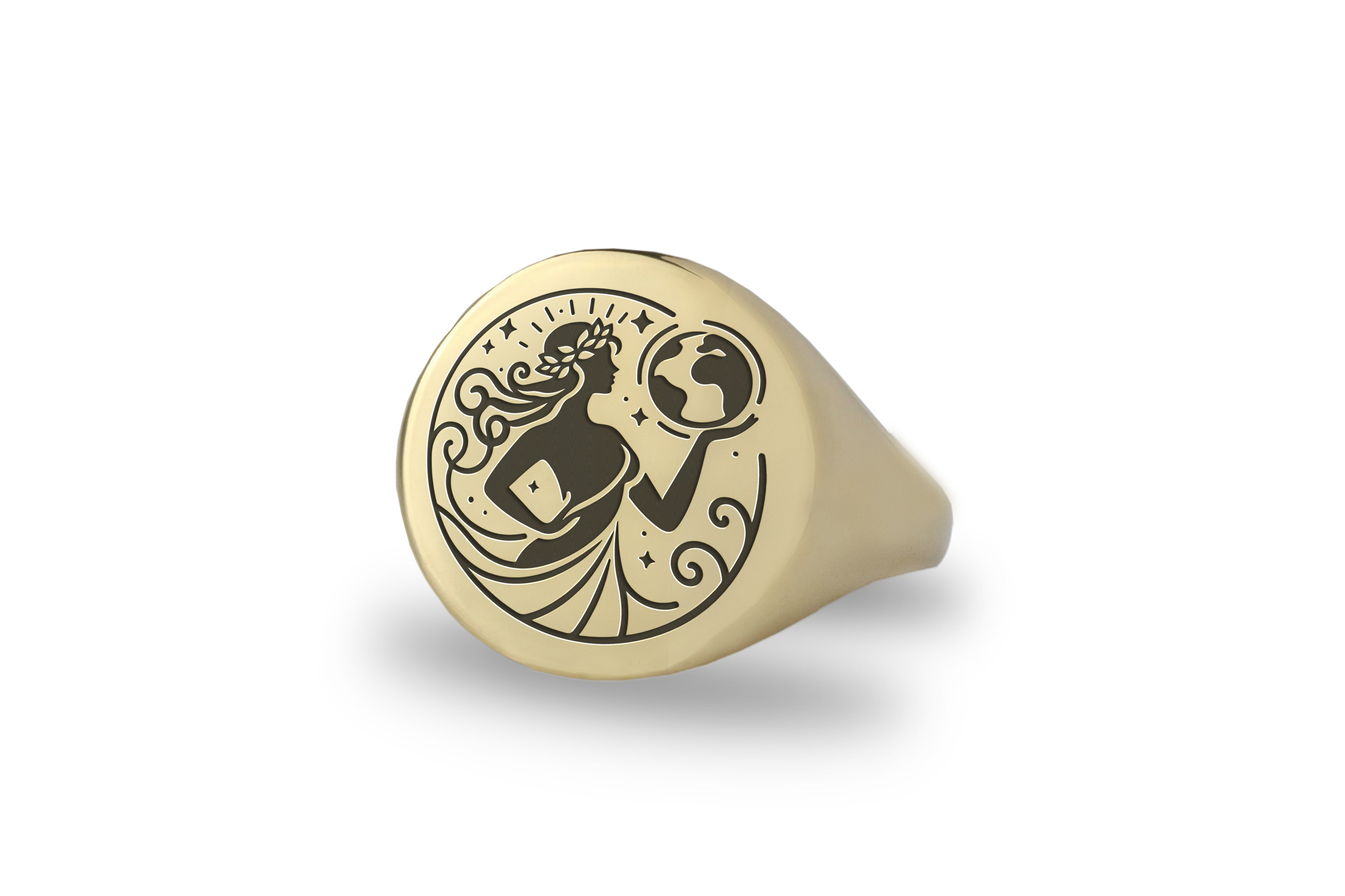 Engraved Atlas Woman Ring