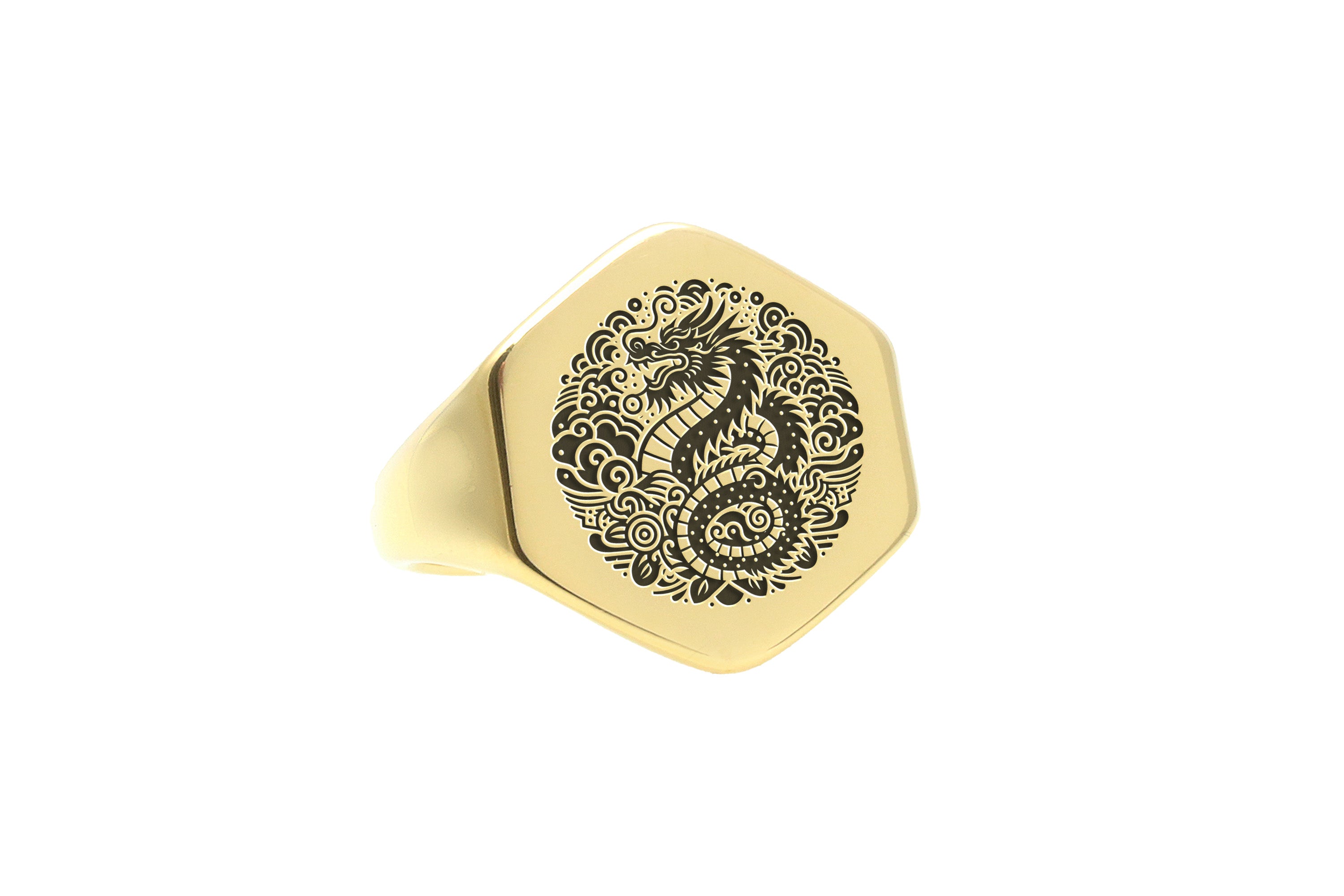 24k Gold Japanese Dragon Ring