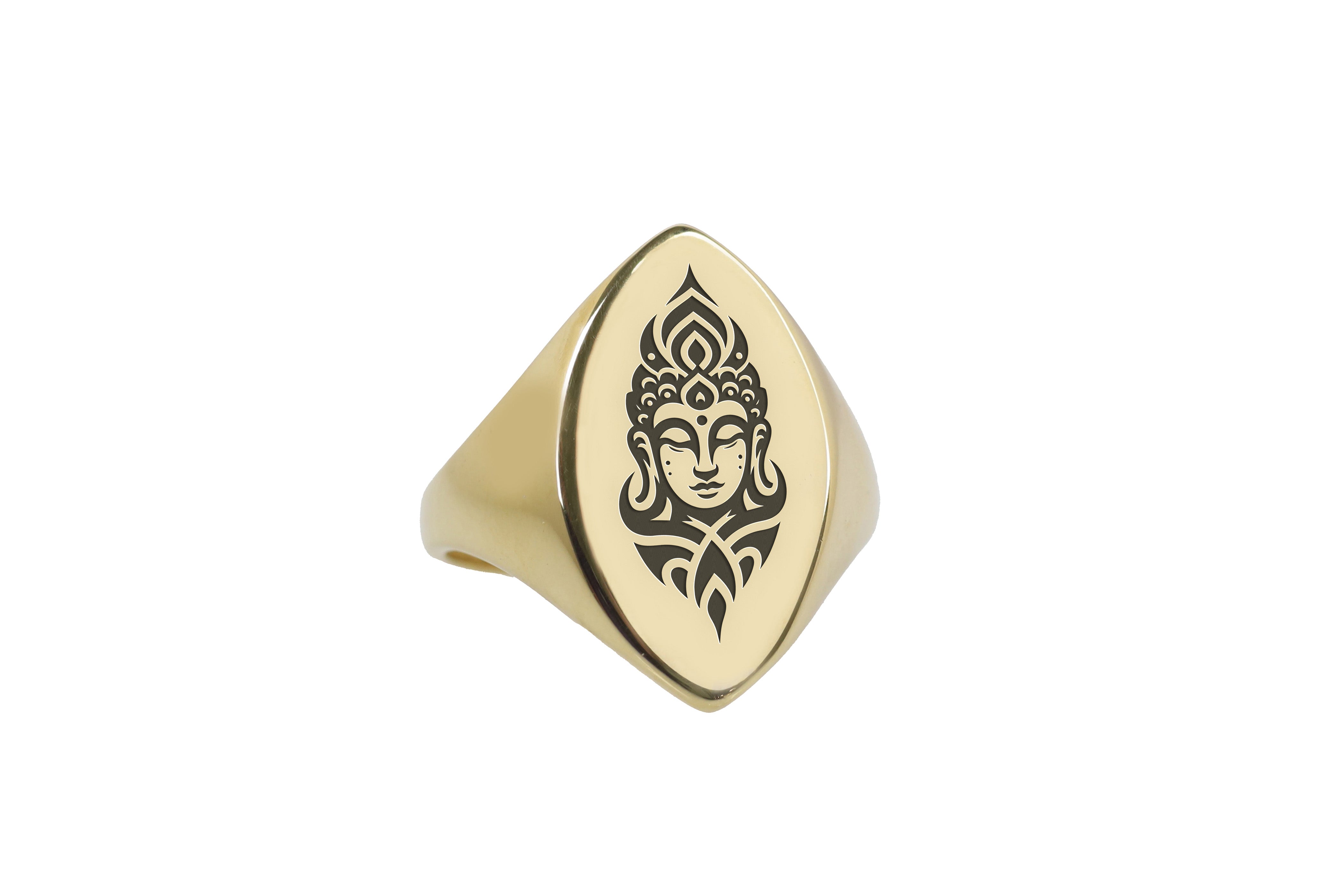 24k Gold Buddha Signet Ring