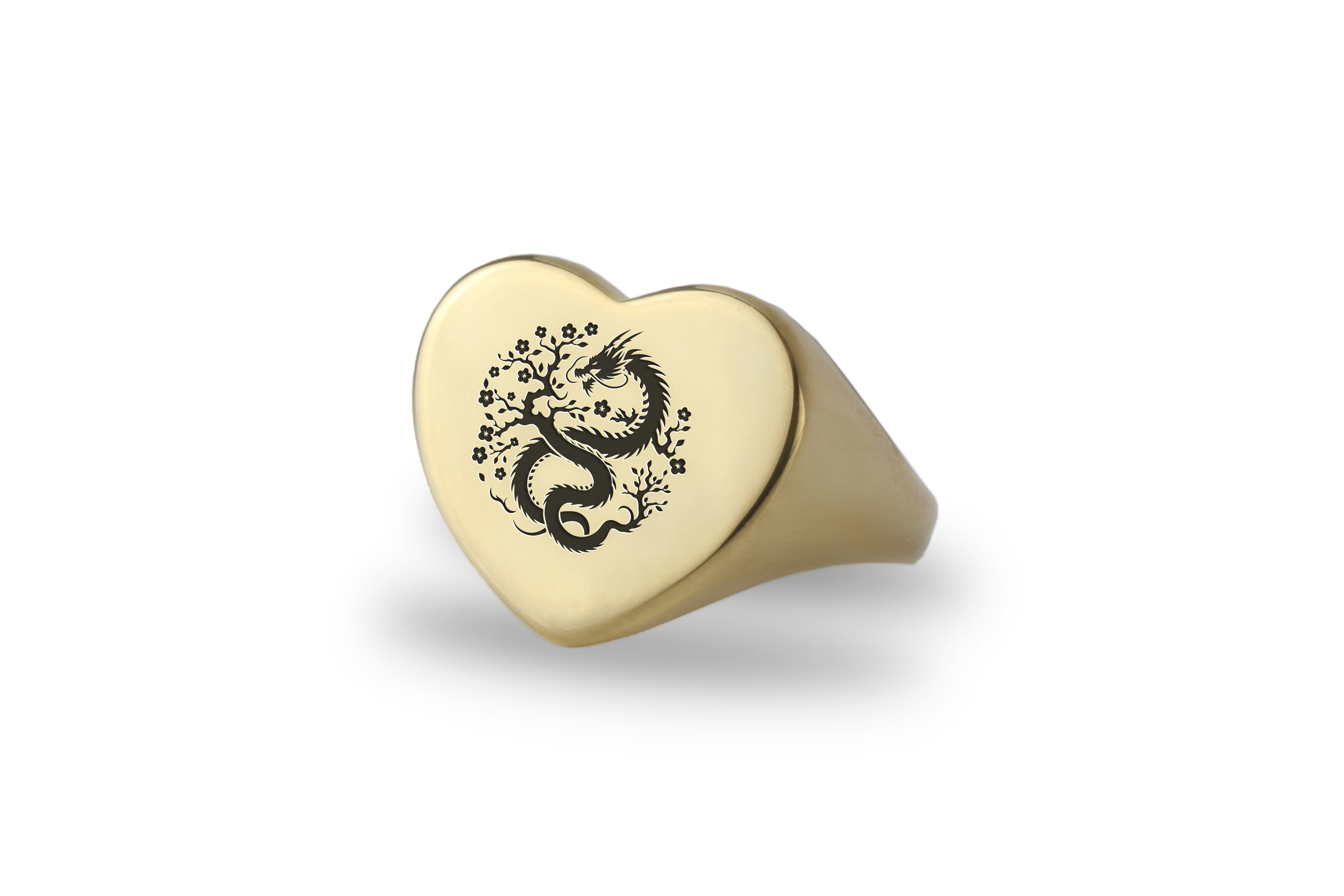 14k Gold Dragon Signet Ring