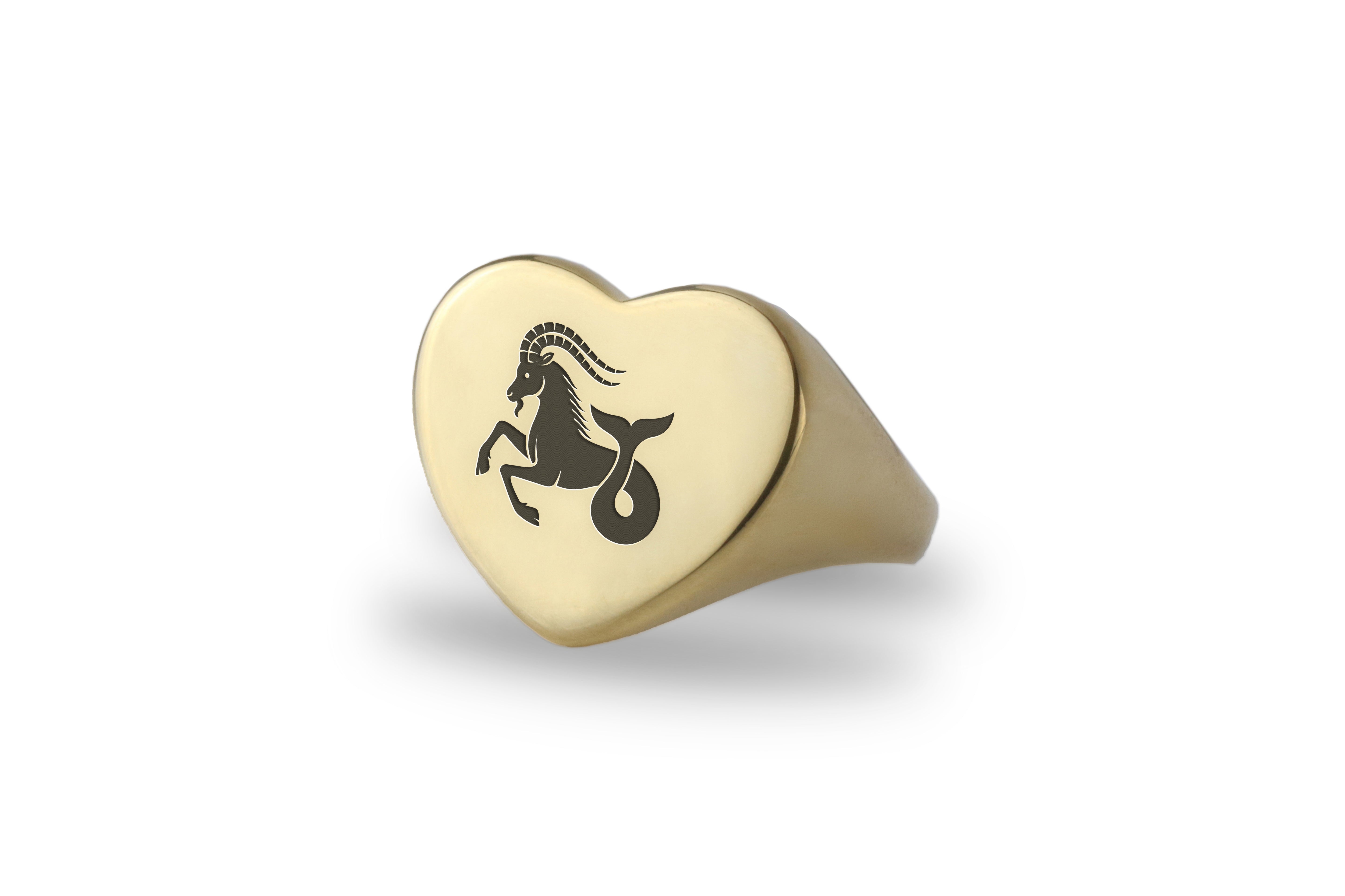 14k Gold Aries Signet Ring