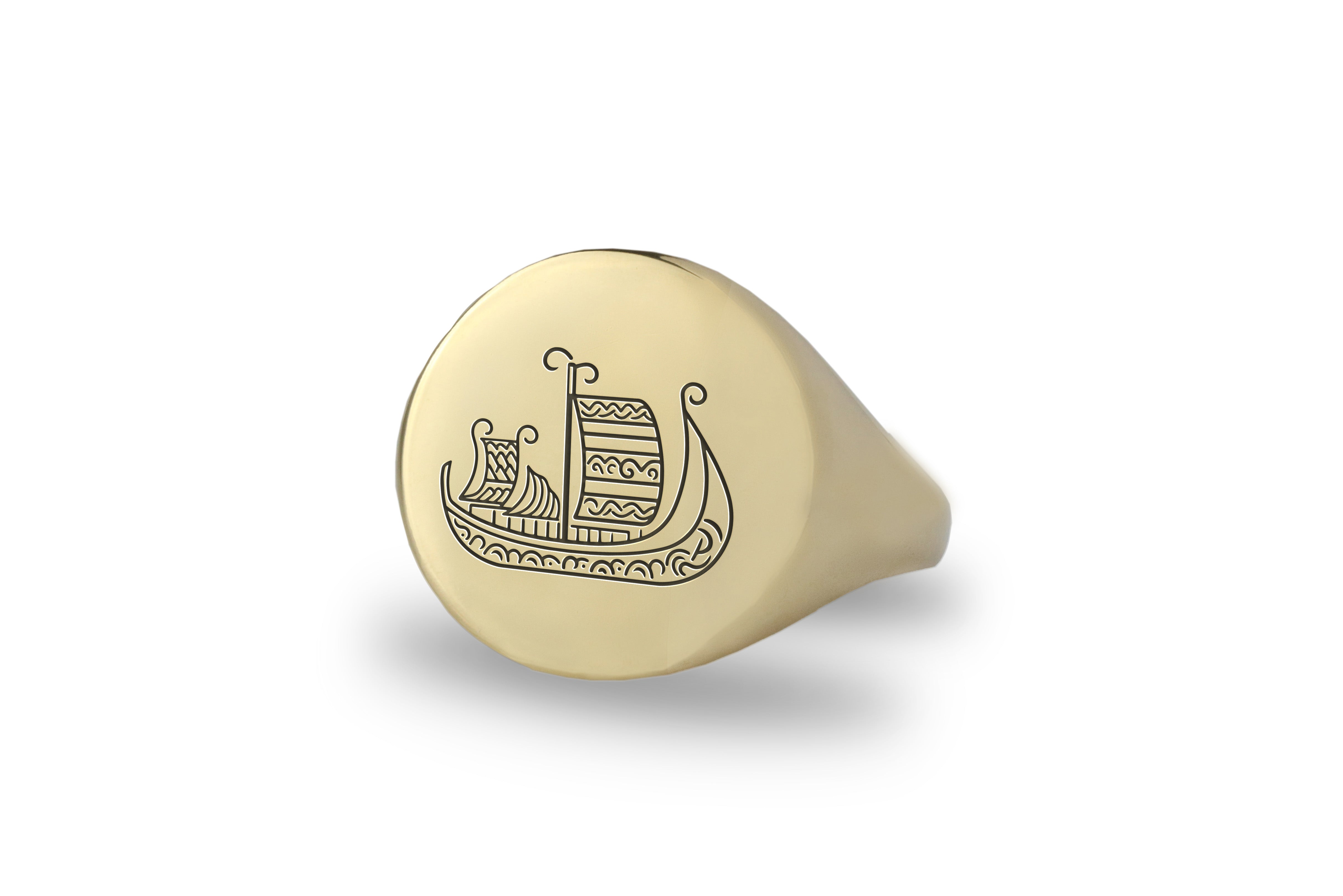 Engraved Viking Boat Ring