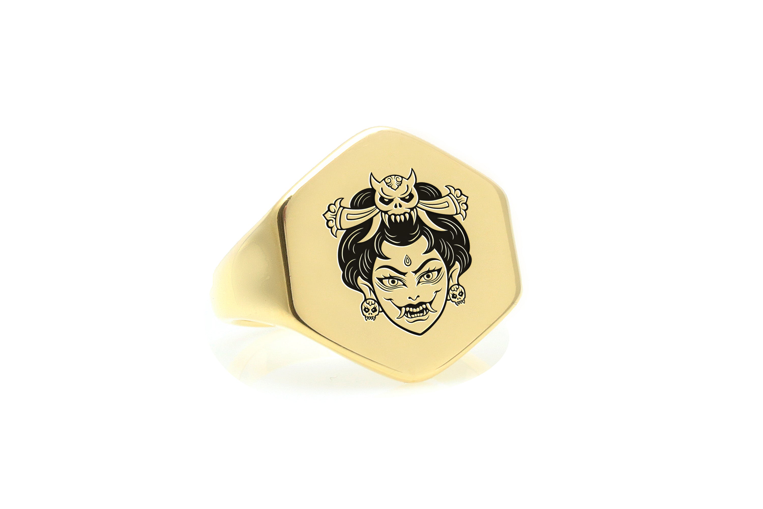 Engraved Geisha Signet Ring